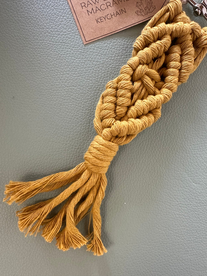 Raw Earth Macrame Yellow Key Chain