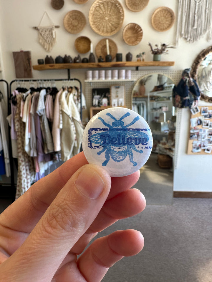 Nicole Heely Blue Bumble Bee Believe Pin