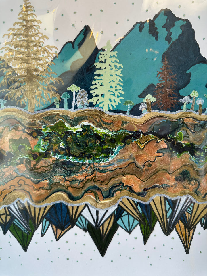 Kimboho Art Print Blue Mountain 14” x 11”