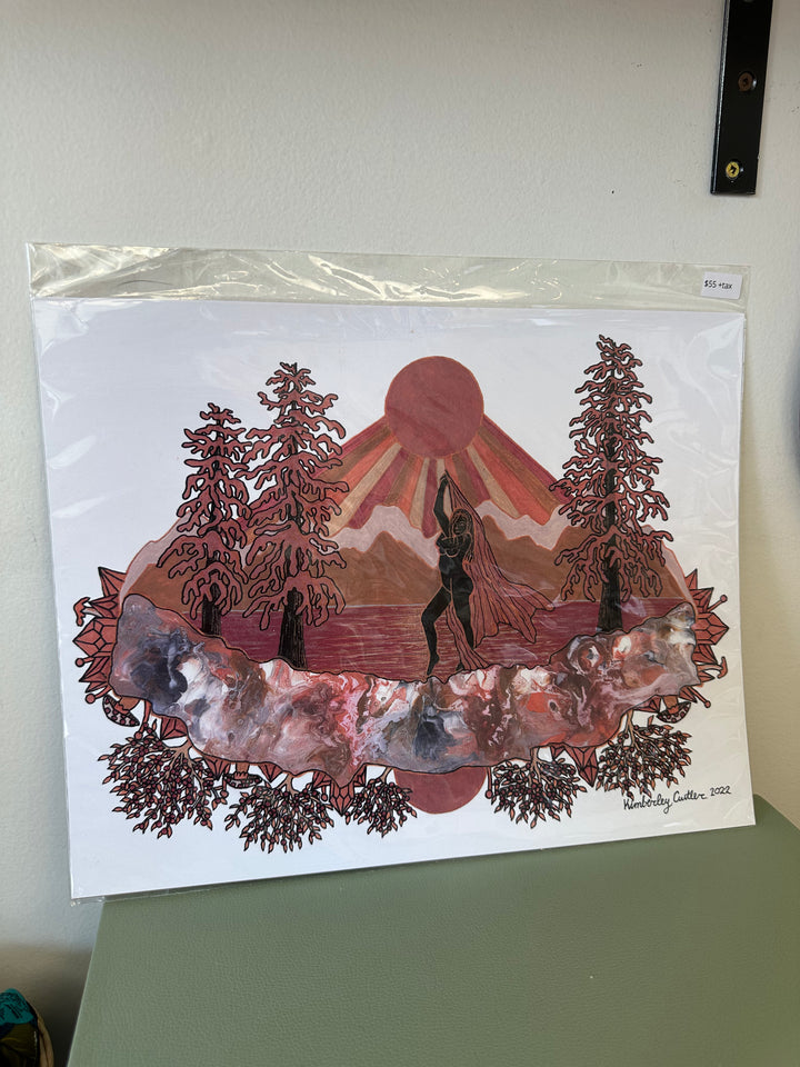 Kimboho Art Print Pink Sunset Goddess 14” x 11”