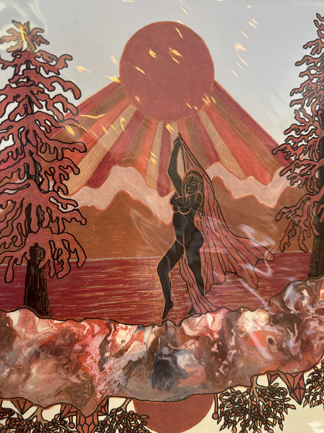 Kimboho Art Print Pink Sunset Goddess 14” x 11”