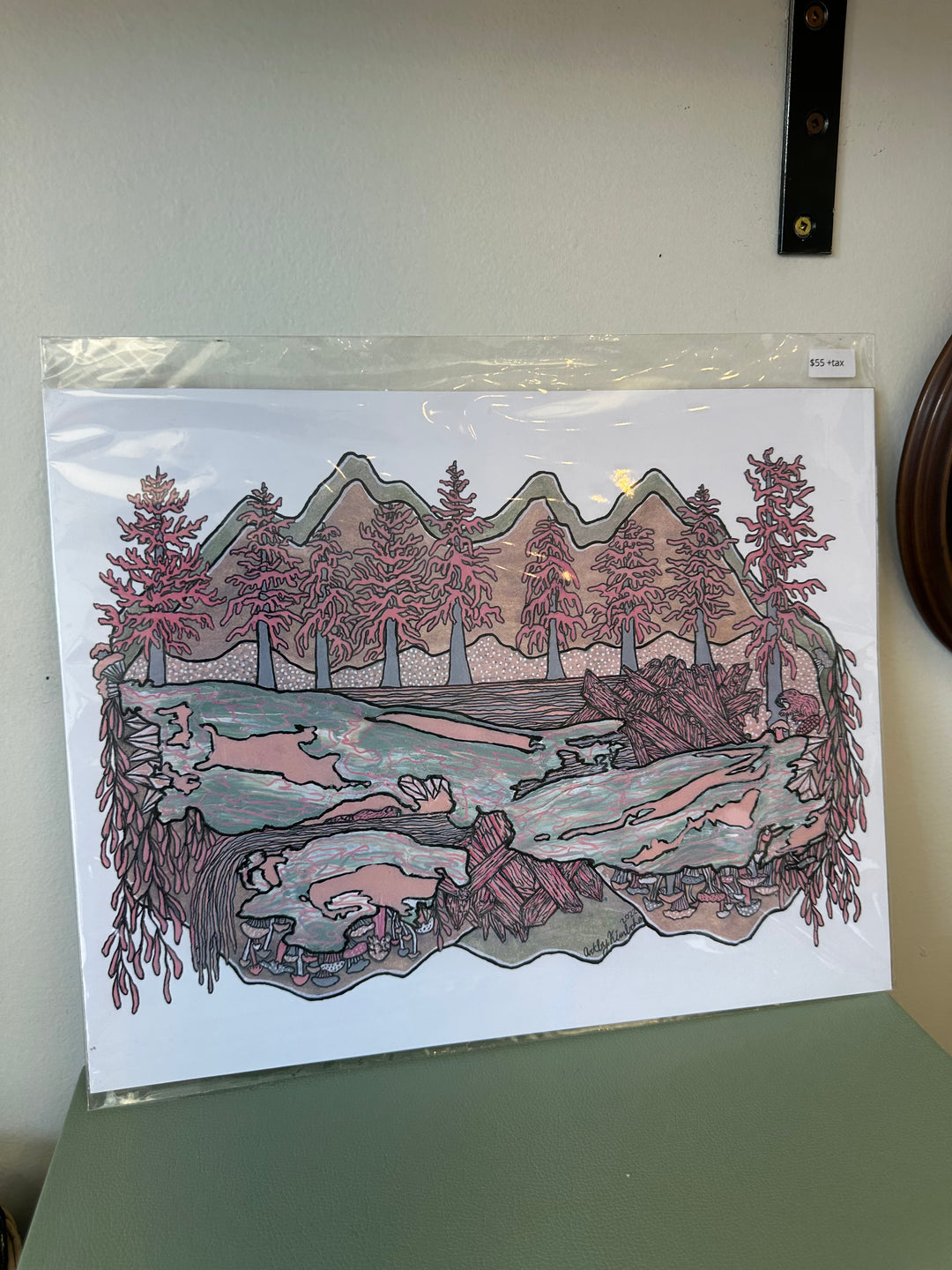 Kimboho Art Print Pink Riverbank 14” x 11”