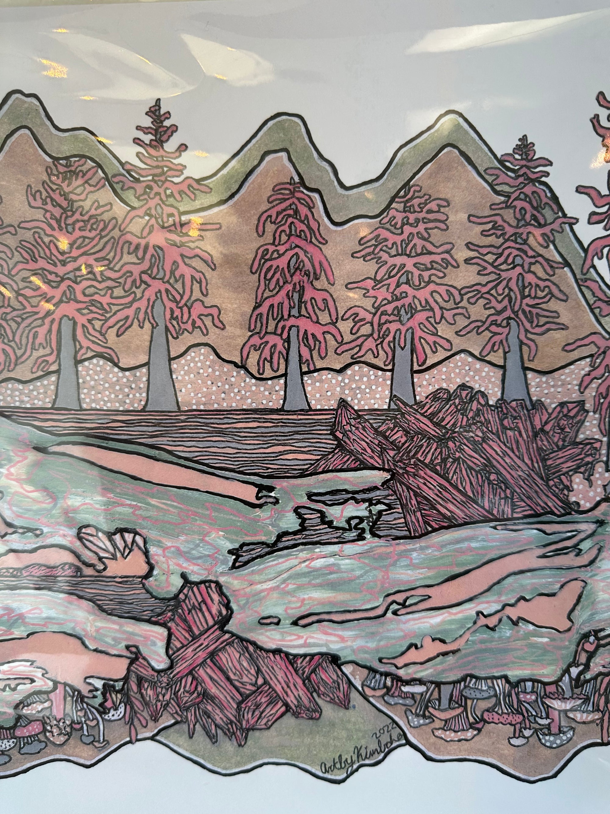 Kimboho Art Print Pink Riverbank 14” x 11”