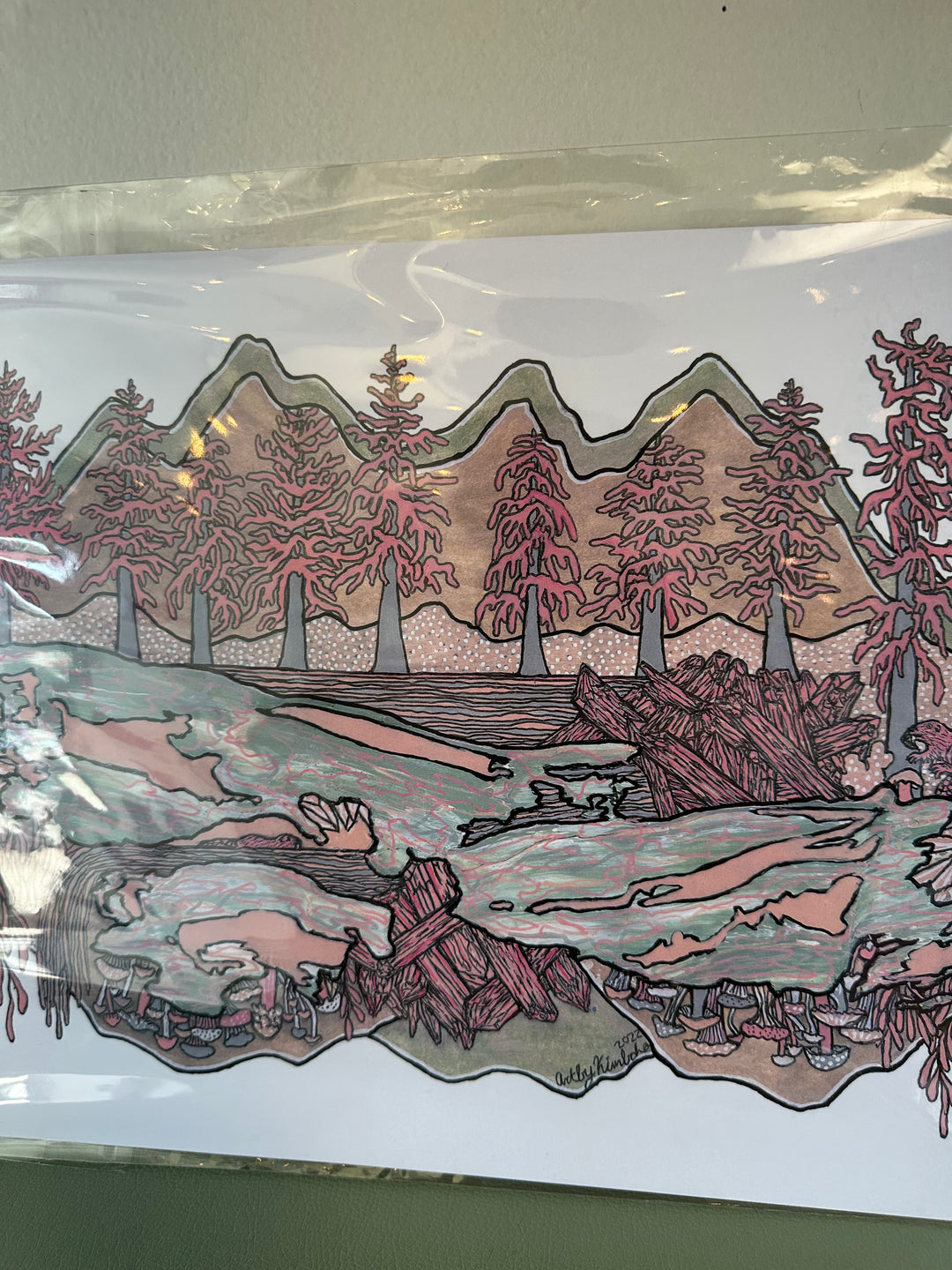 Kimboho Art Print Pink Riverbank 14” x 11”