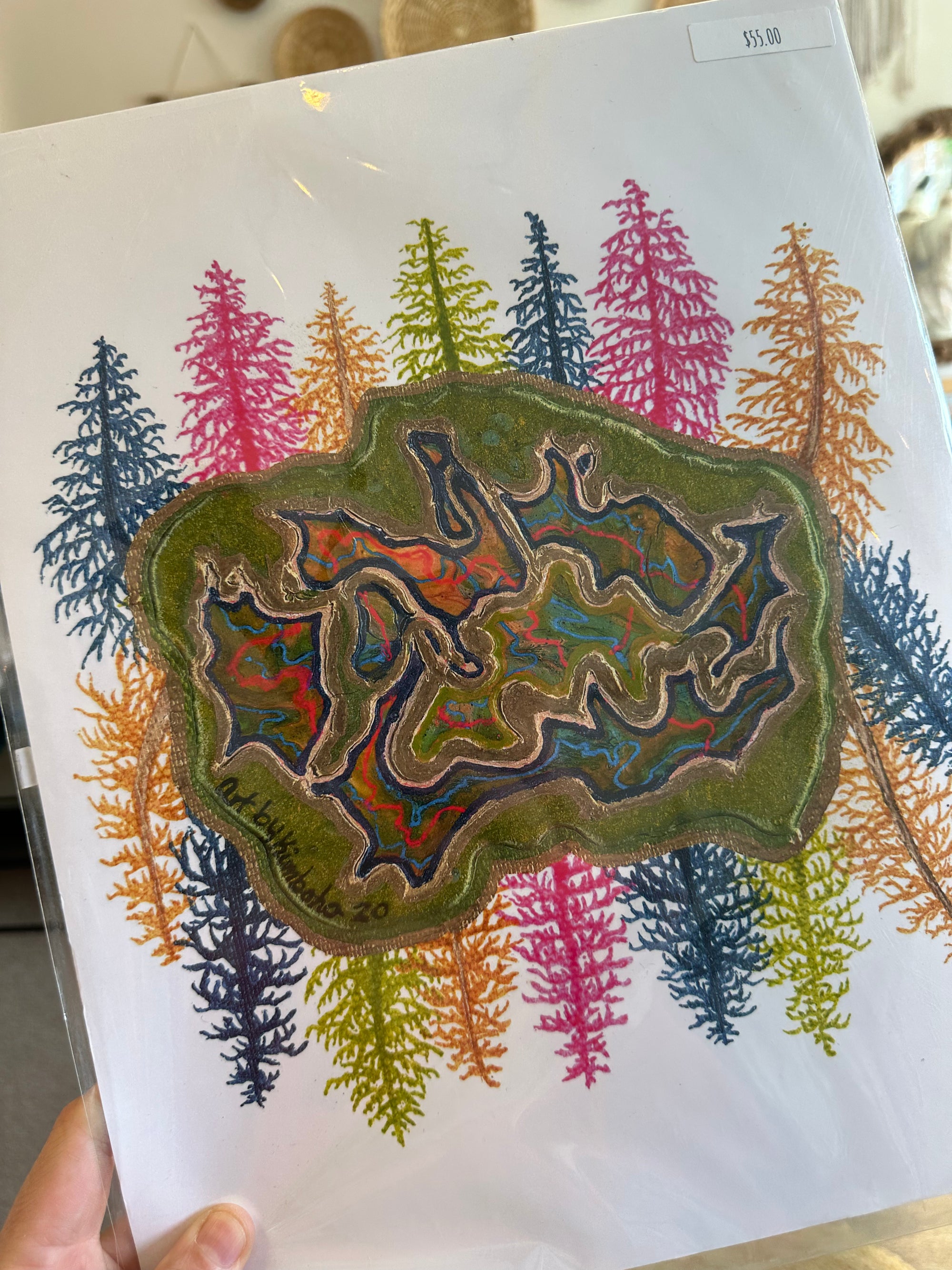 Kimboho Art Print Colorful Tree Geode 14” x 11”