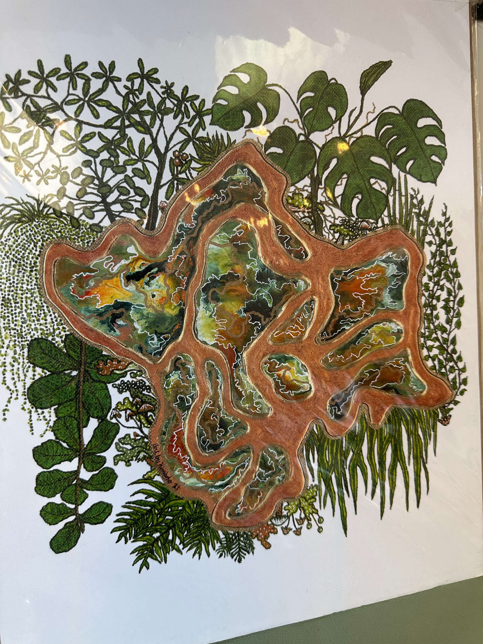 Kimboho Art Print Monstera Geode 14” x 11”