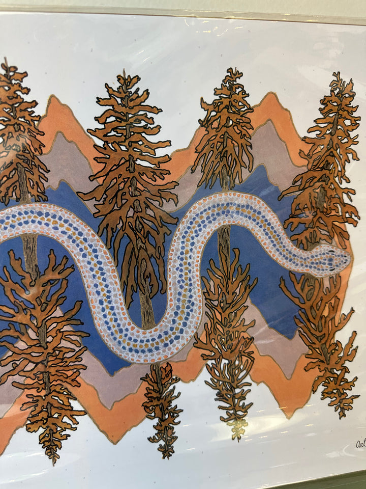 Kimboho Art Print Blue Mountain Snake 14” x 11”