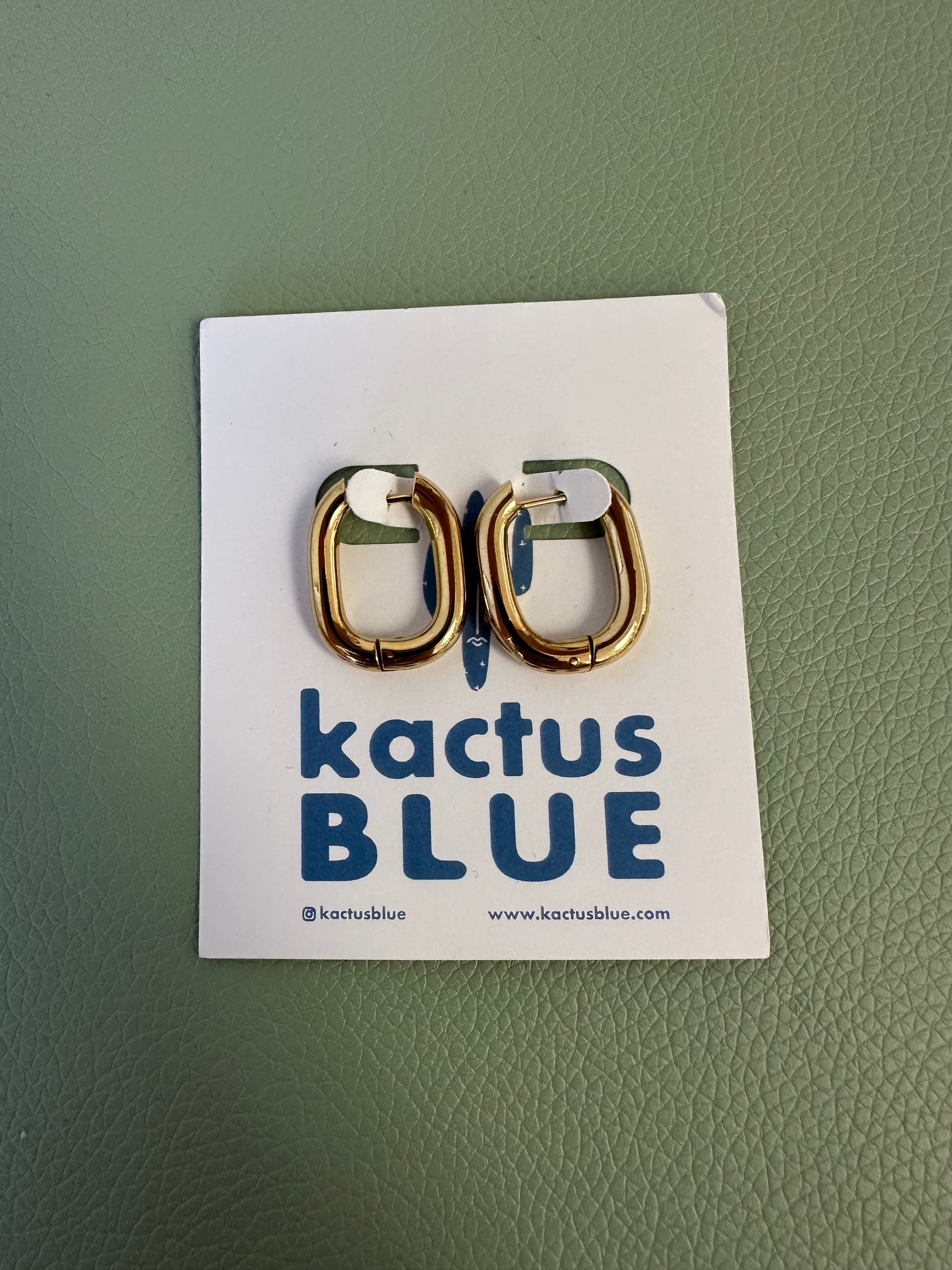 Kactus Blue - Chunky Stackable Oval Hoop Earrings
