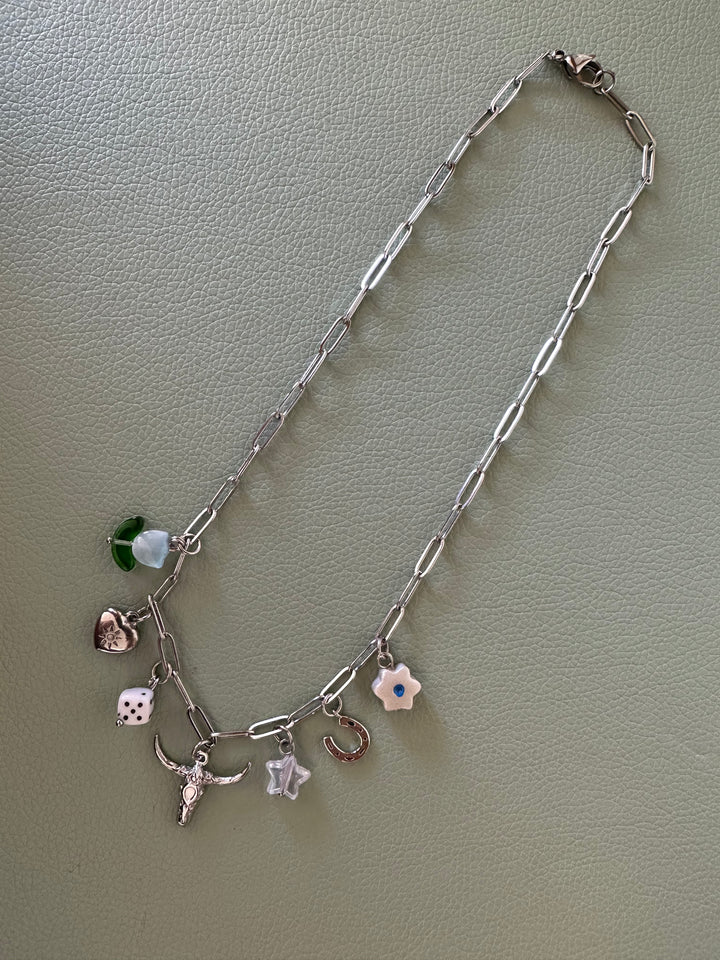 Kactus Blue - Western Chainlink Charm Necklace