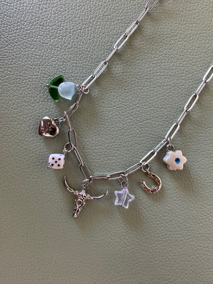 Kactus Blue - Western Chainlink Charm Necklace