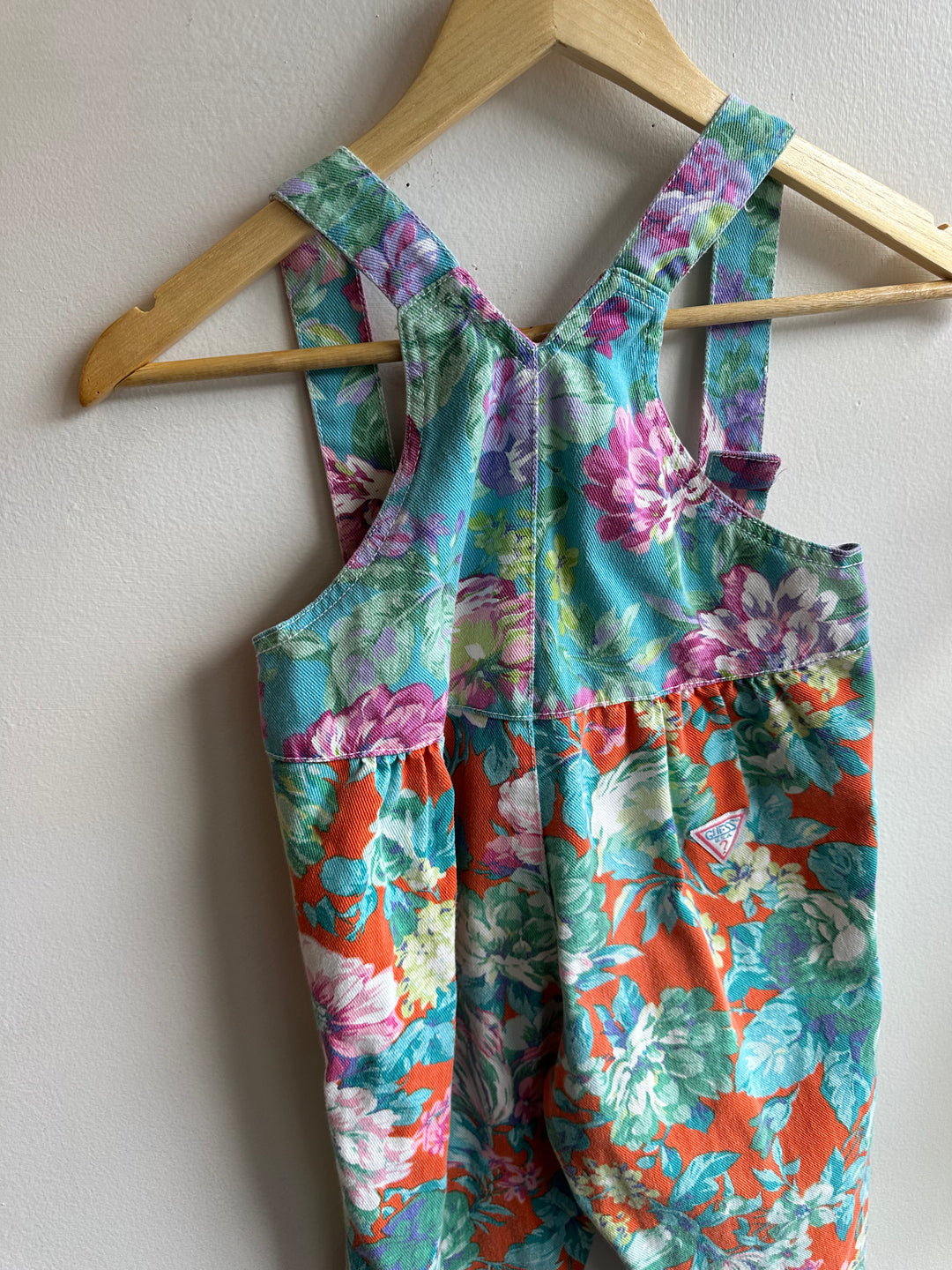Vintage Guess Orange Floral Denim Overalls | Girls Size 6