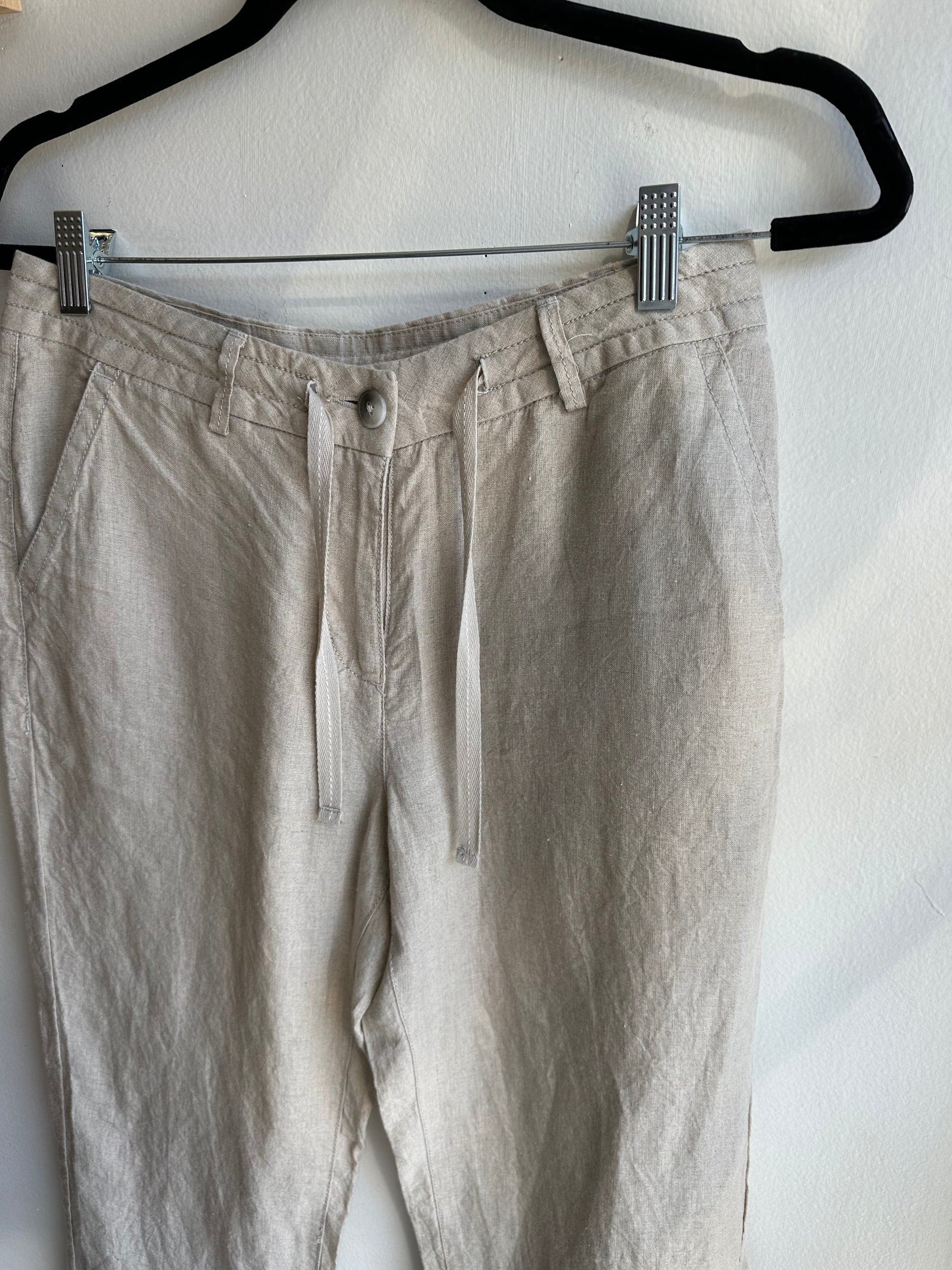 Linen Beige Relaxed Fit Trousers