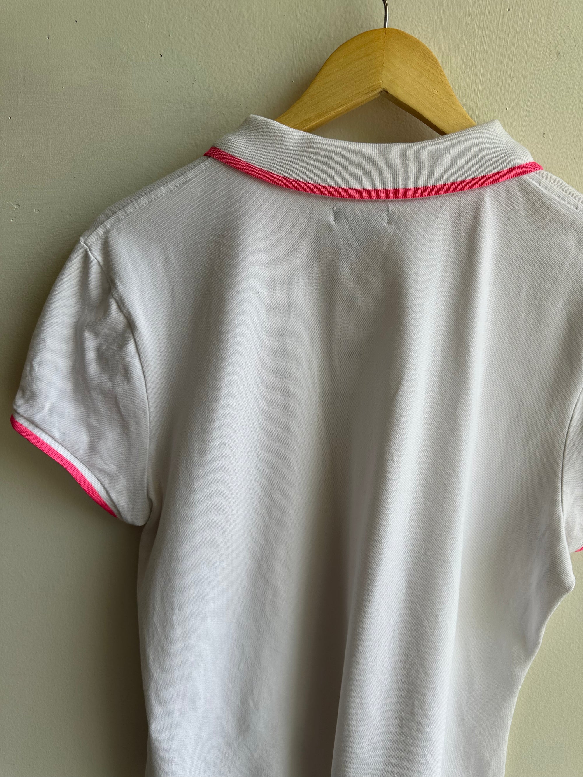 Vintage 2000s Ralph Lauren White + Pink Polo Shirt | Size XL