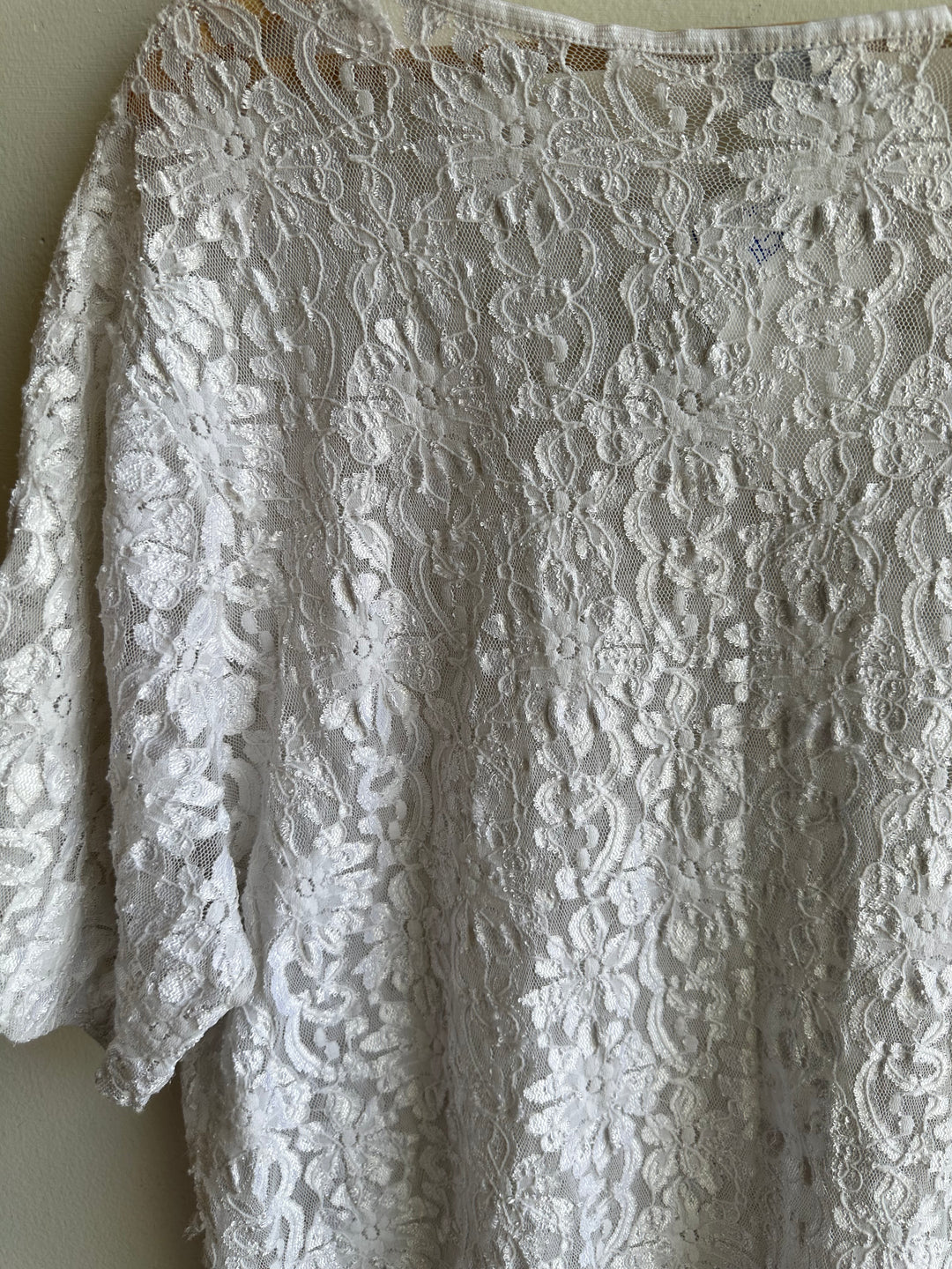 Vintage 80s Heather Nicole Stretchy Lace T-Shirt | Size Large