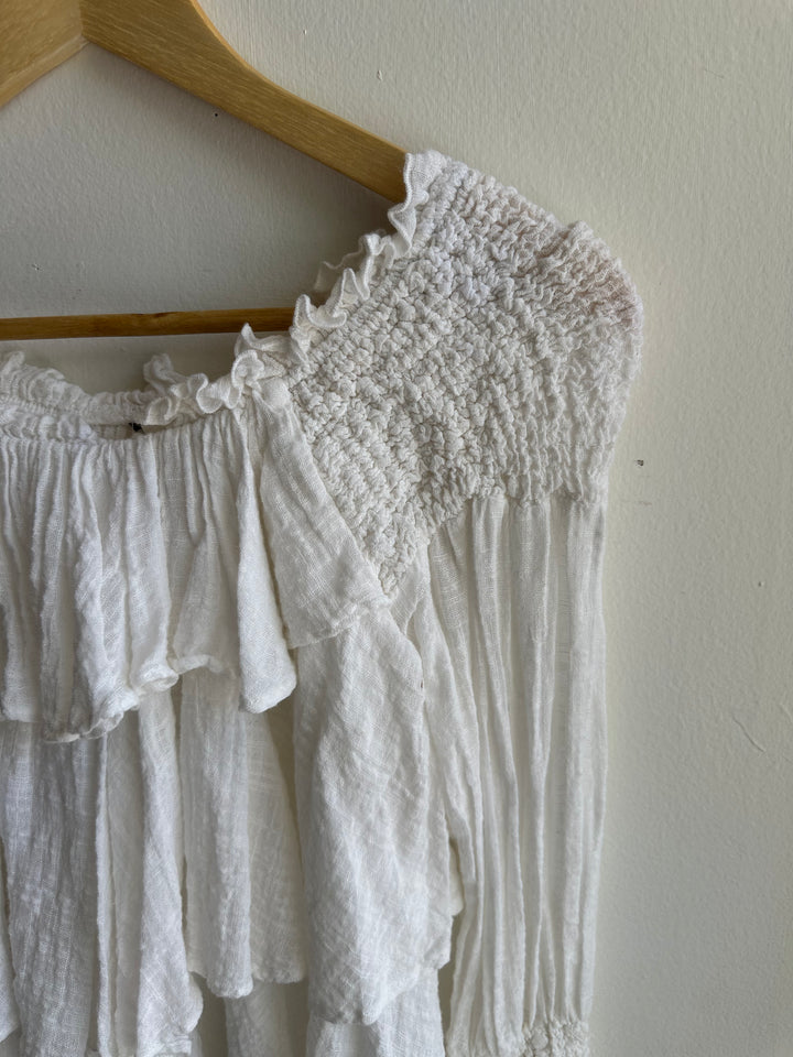 Vintage Off The Shoulder Flowy Boho Long Sleeve | Size Large