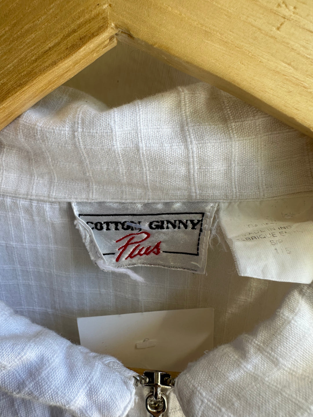 Vintage Cotton Ginny Zip Up White T-Shirt | Size XL