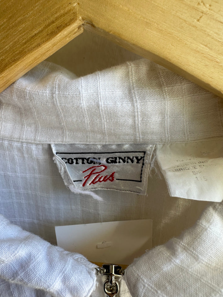 Vintage Cotton Ginny Zip Up White T-Shirt | Size XL