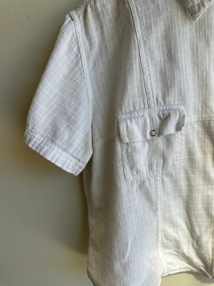 Vintage Cotton Ginny Zip Up White T-Shirt | Size XL