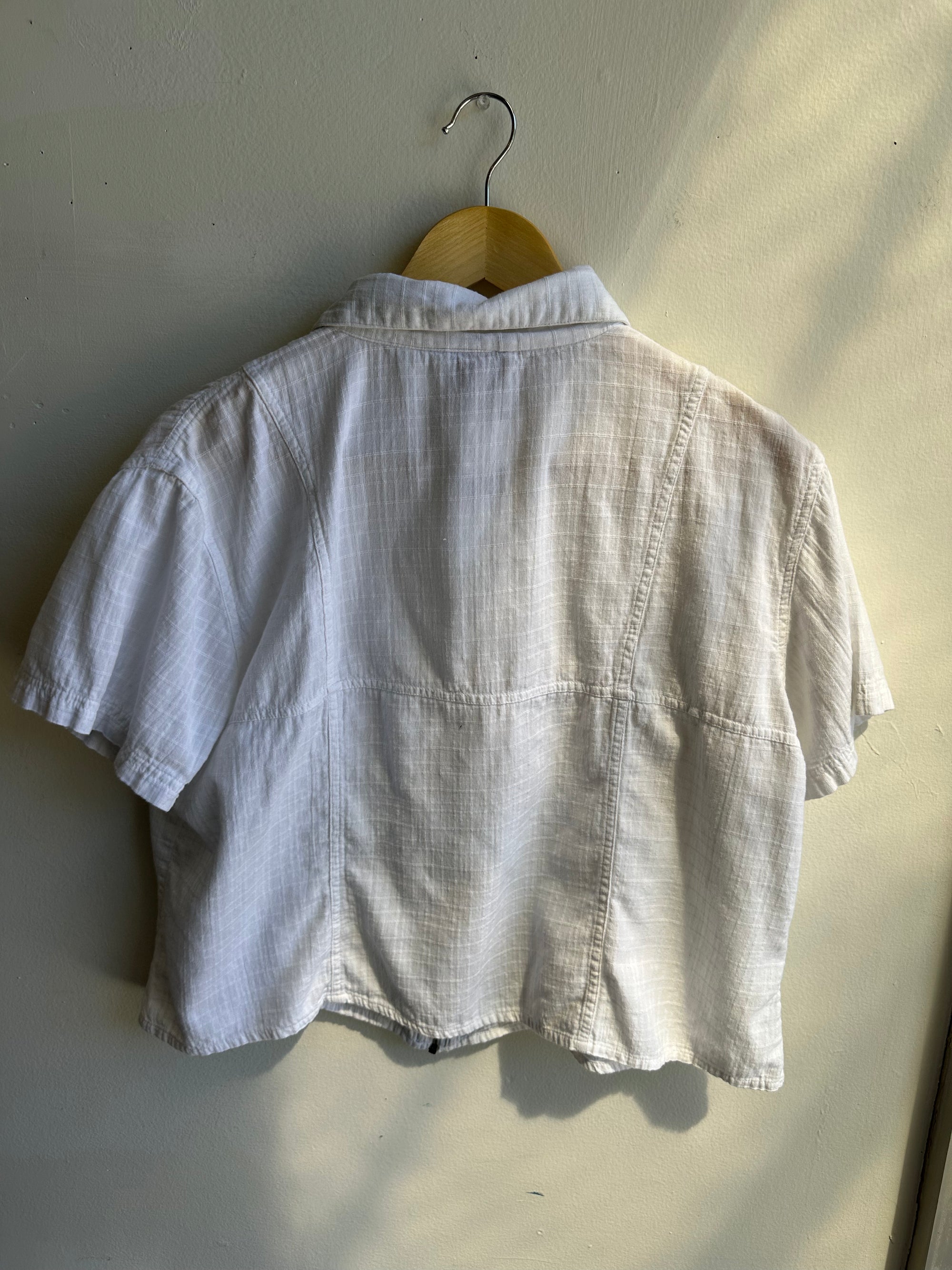 Vintage Cotton Ginny Zip Up White T-Shirt | Size XL