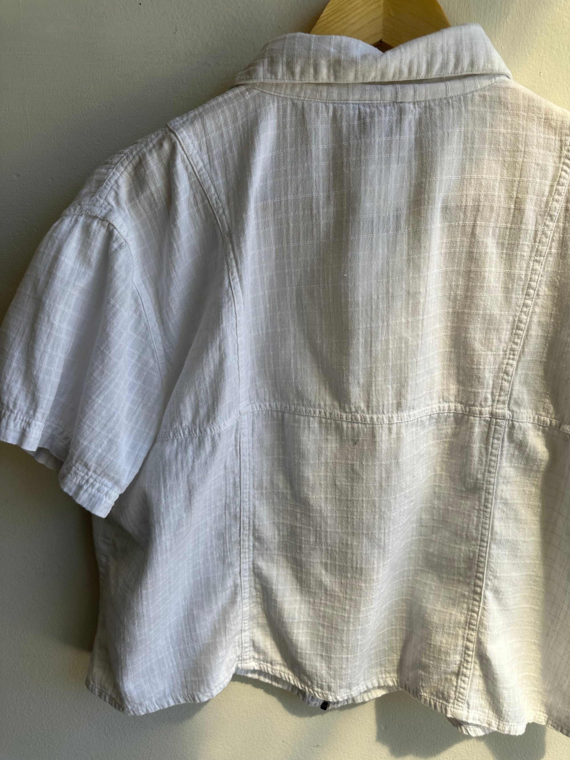 Vintage Cotton Ginny Zip Up White T-Shirt | Size XL