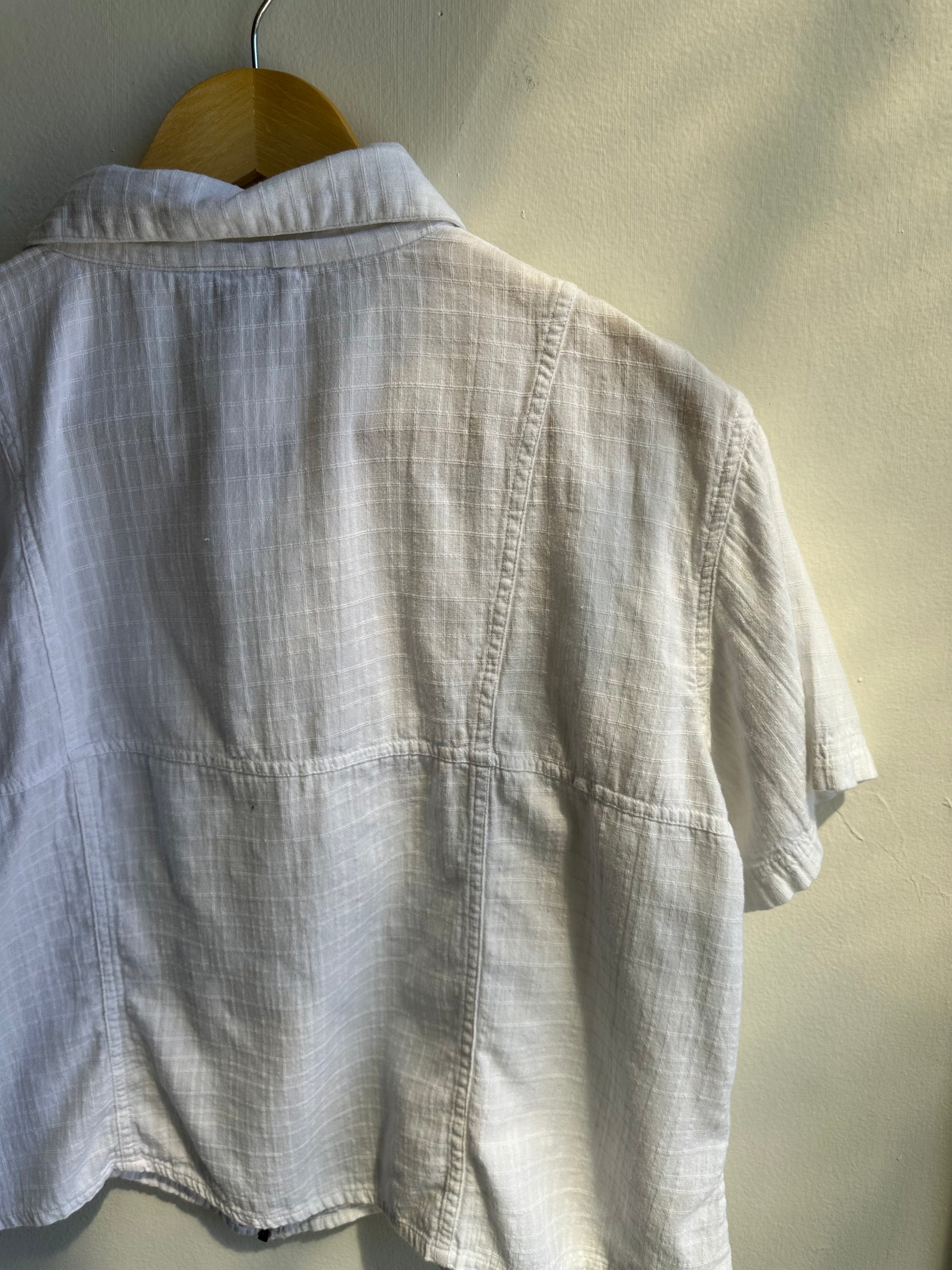Vintage Cotton Ginny Zip Up White T-Shirt | Size XL