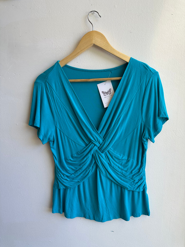 Vintage Y2K Criss-Cross Blue Top | Size Medium