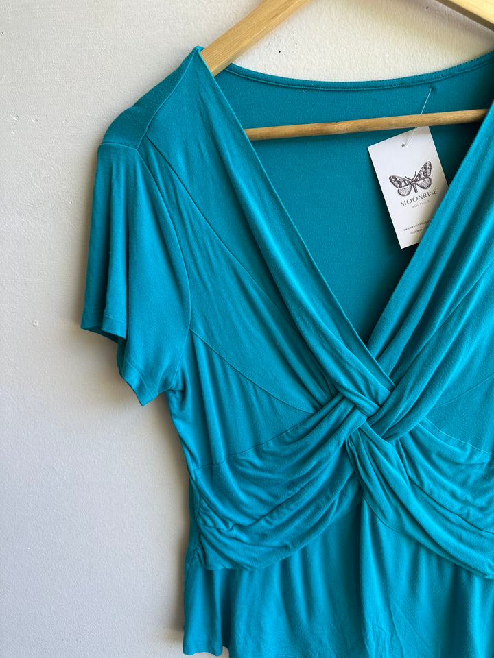 Vintage Y2K Criss-Cross Blue Top | Size Medium