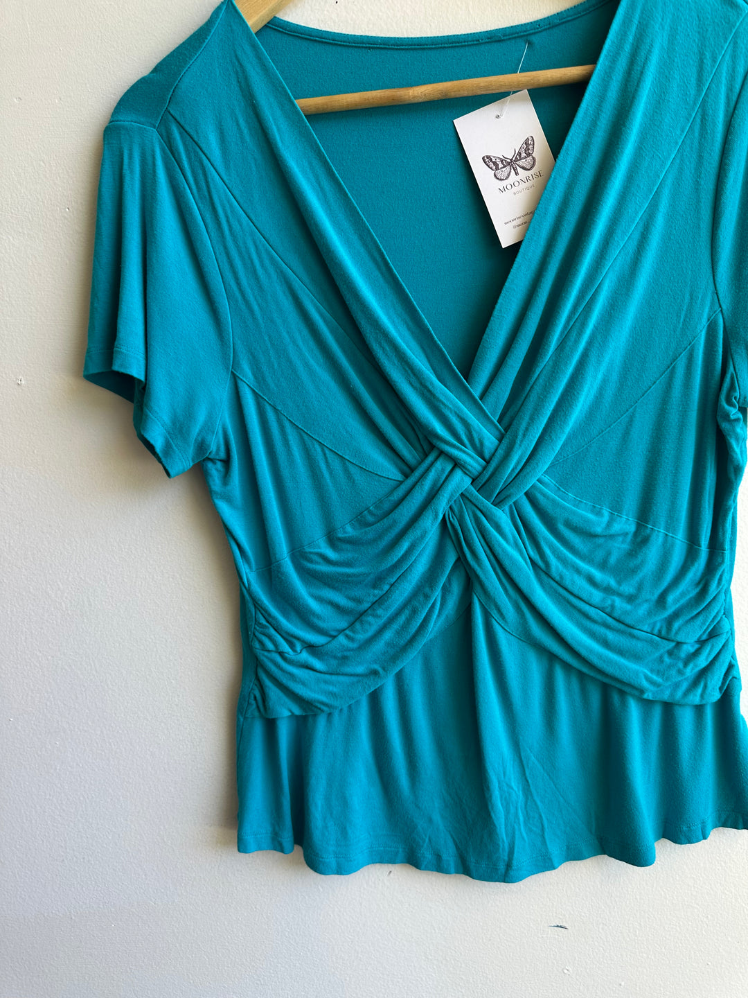 Vintage Y2K Criss-Cross Blue Top | Size Medium