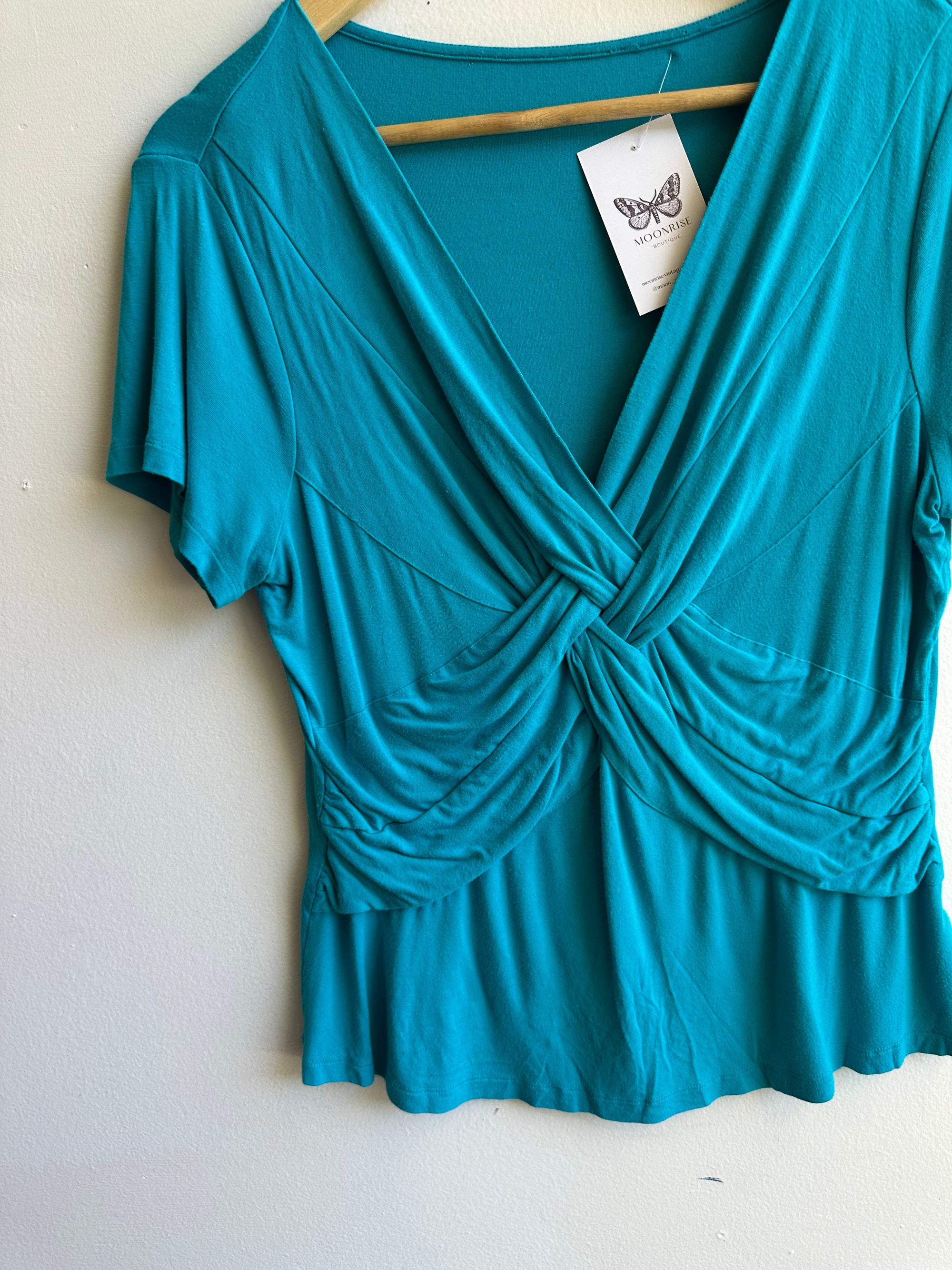 Vintage Y2K Criss-Cross Blue Top | Size Medium