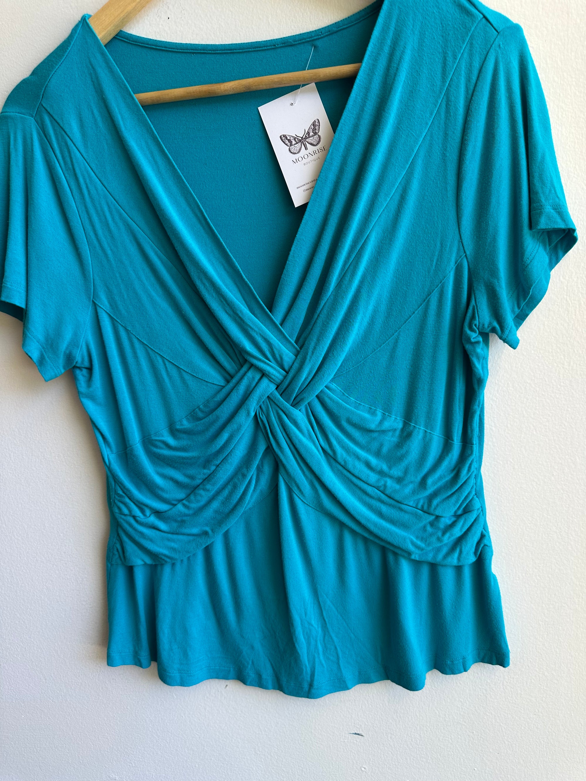 Vintage Y2K Criss-Cross Blue Top | Size Medium
