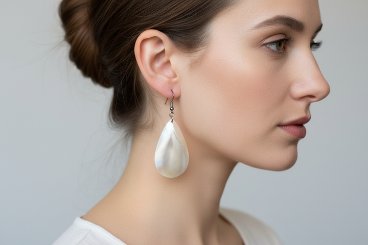 Vintage Teardrop Shaped Shell Earrings
