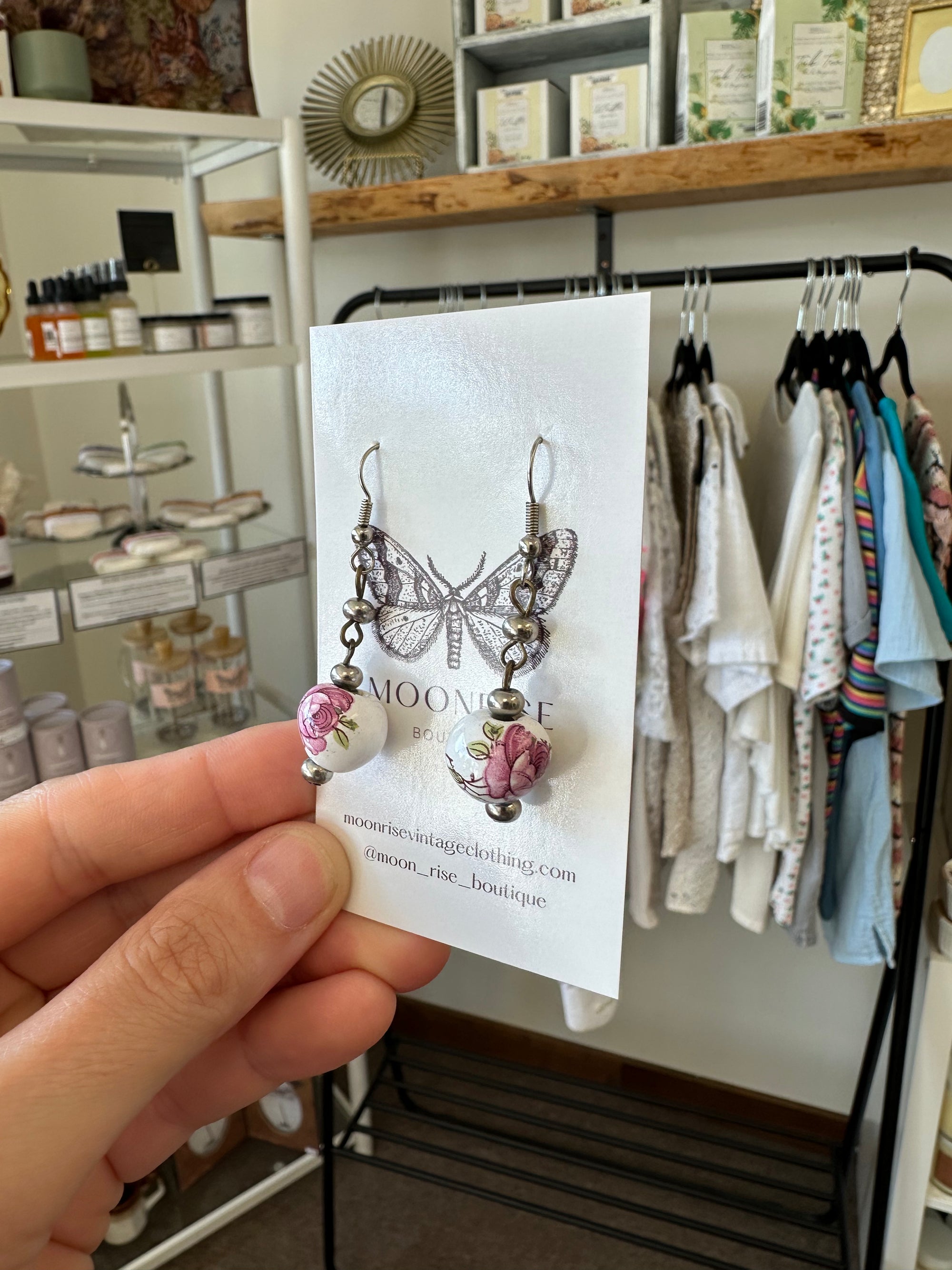Vintage Ceramic Flower Earrings