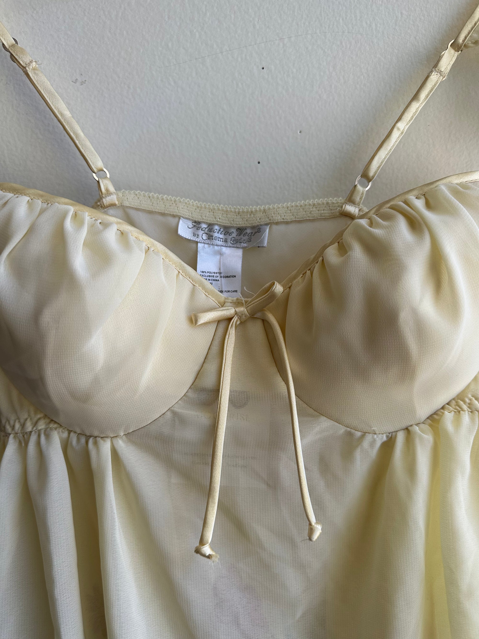 Vintage Butter Yellow Floral Ruffle Sleeve Tank Top | Size Small