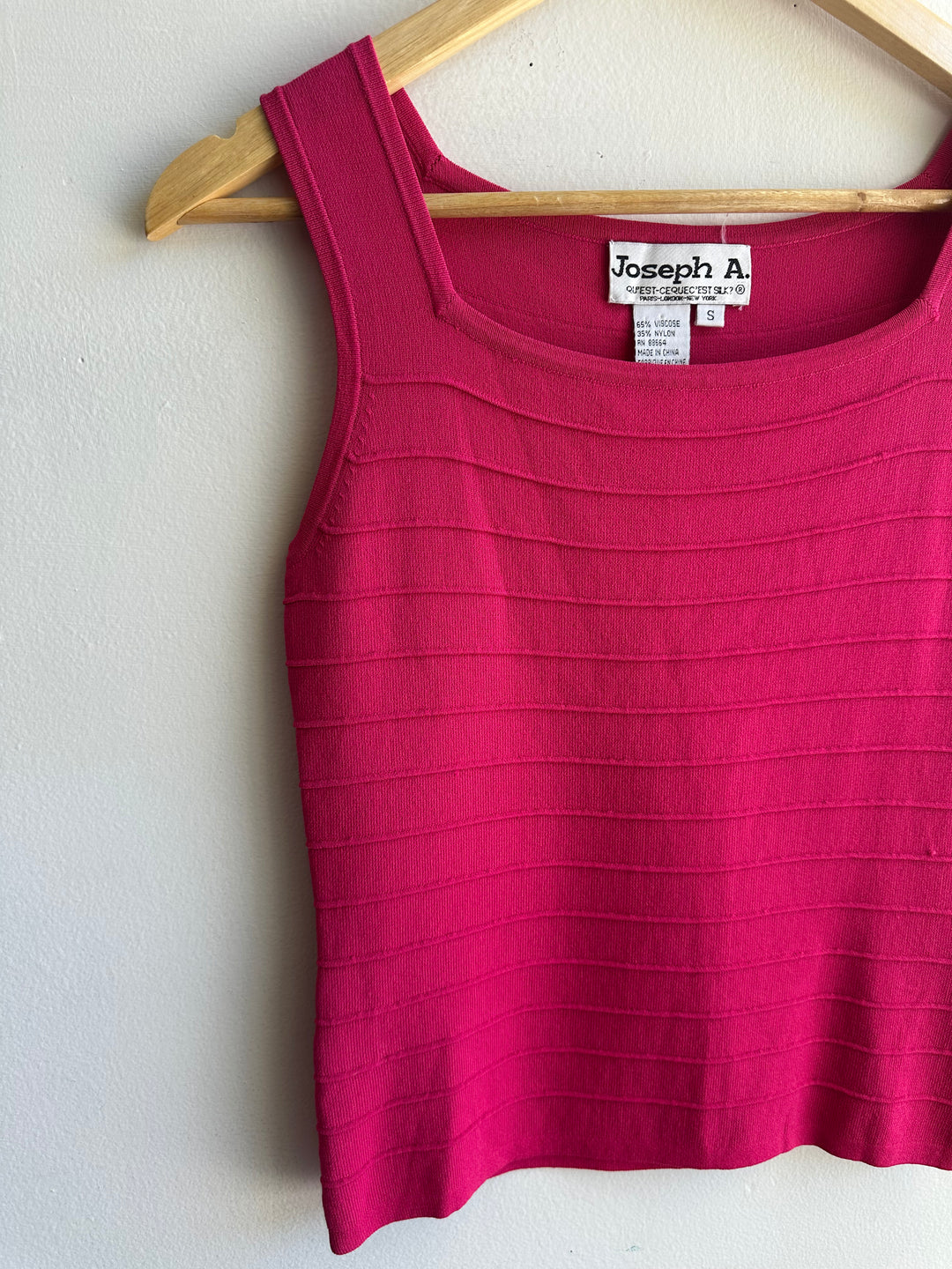 Vintage Joseph A Knit Ribbed Tank Top | Berry | Size Small