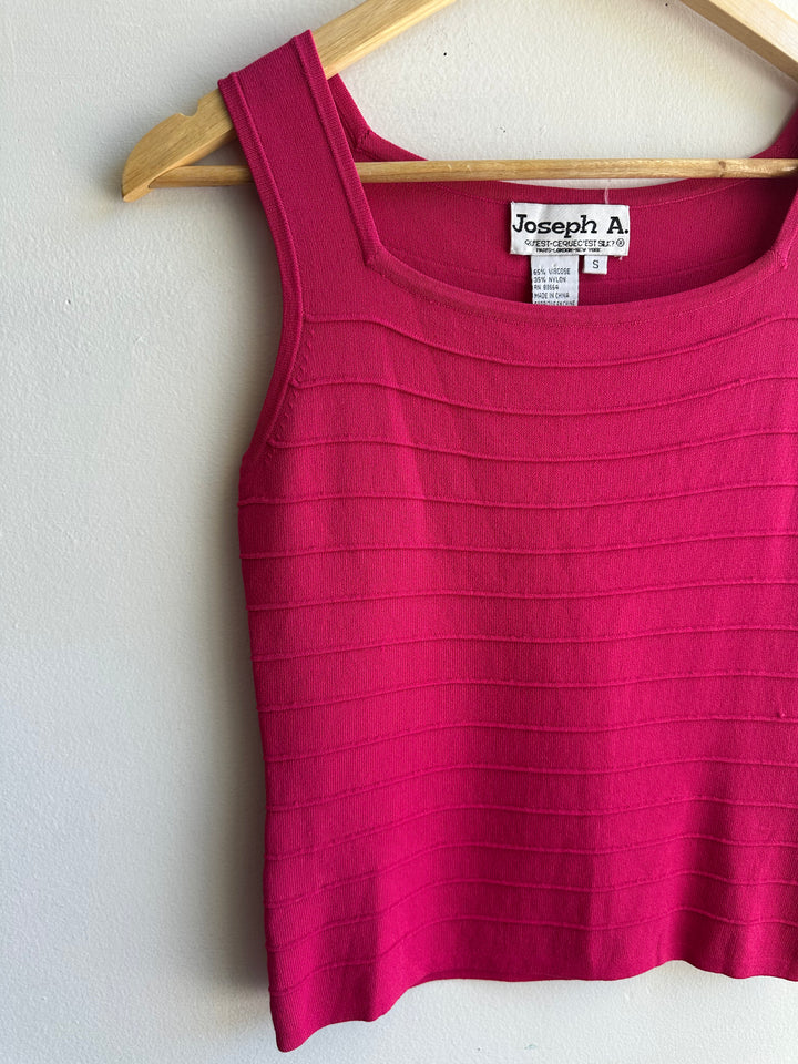 Vintage Joseph A Knit Ribbed Tank Top | Berry | Size Small
