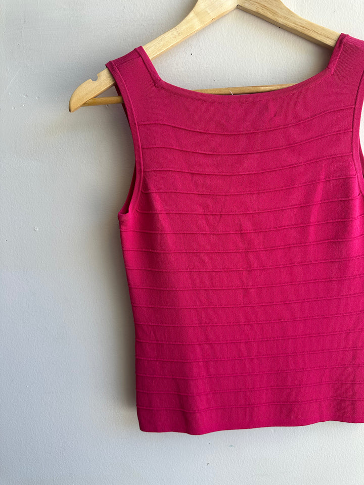 Vintage Joseph A Knit Ribbed Tank Top | Berry | Size Small