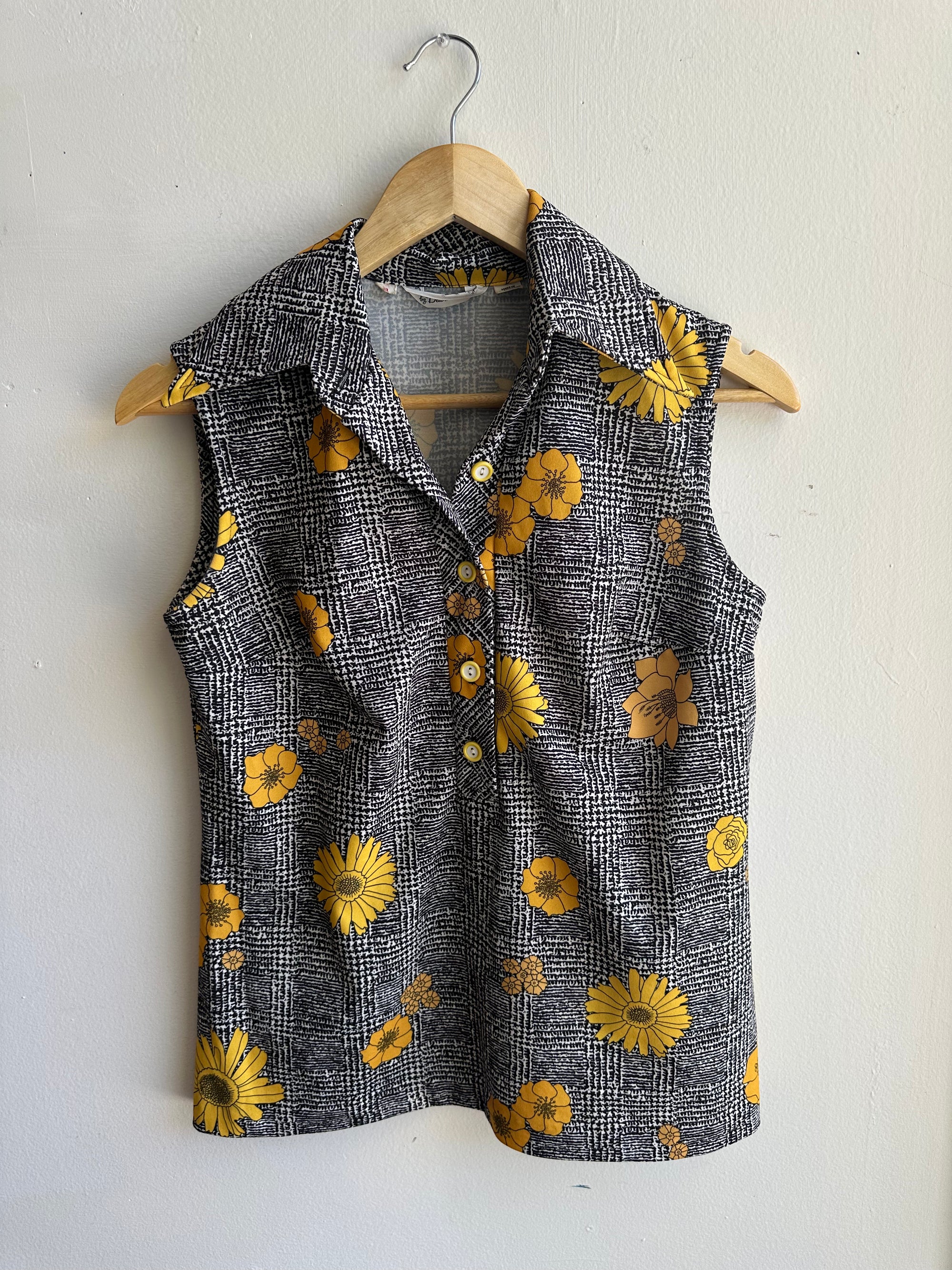 Vintage 1960s Daisy + Plaid Skirt Set | Size 8