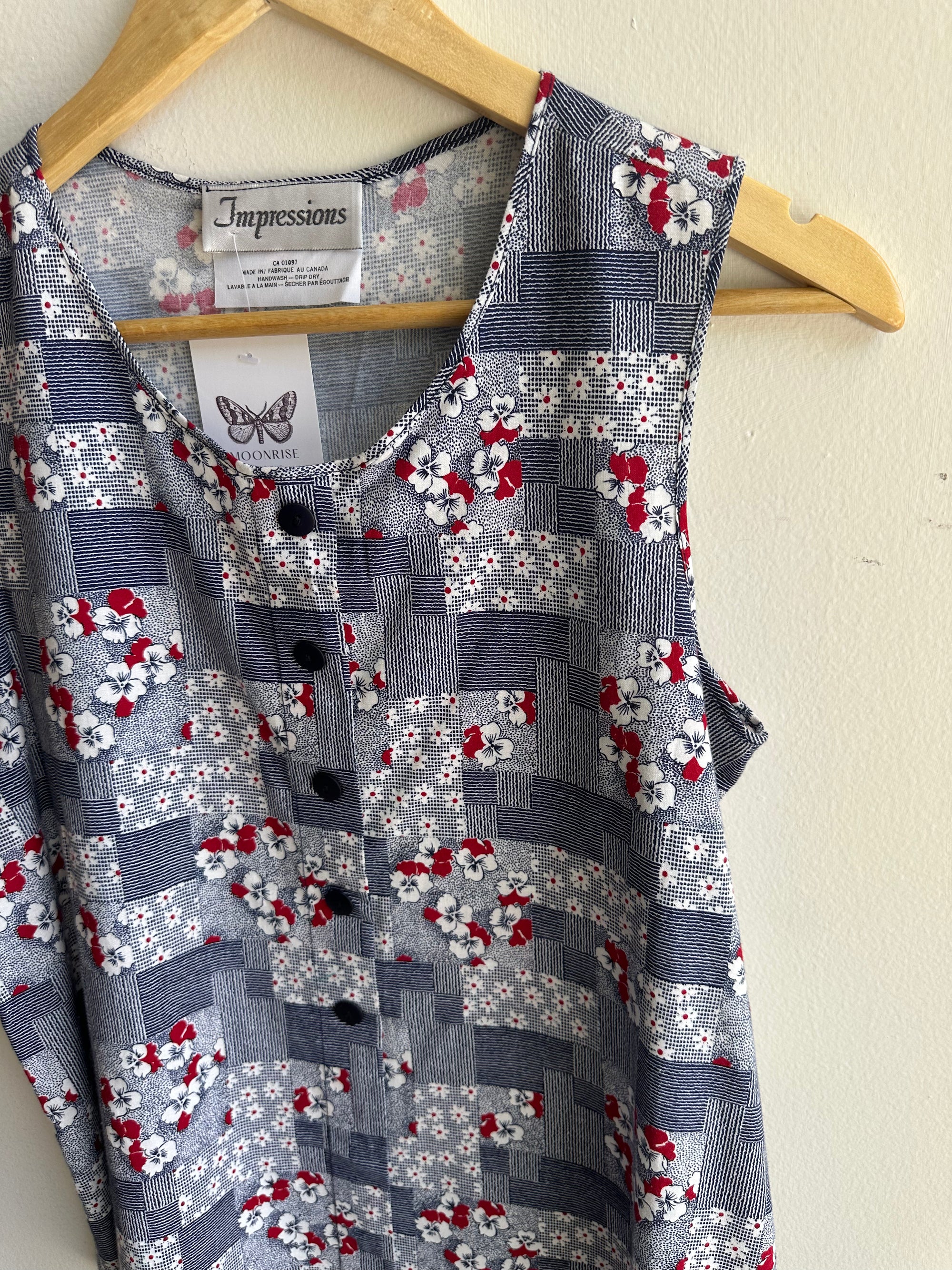 Vintage Floral Patchwork Pattern Tank Top | Size 6 | Made in Canada