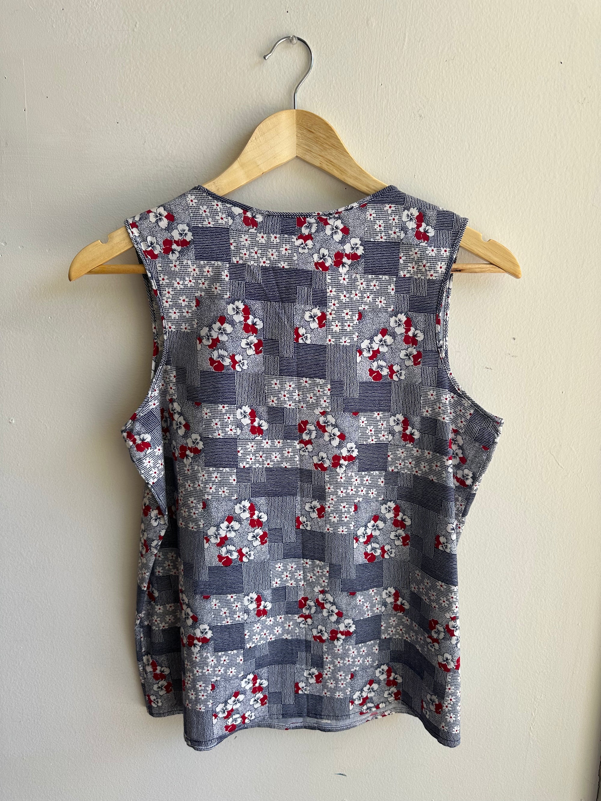 Vintage Floral Patchwork Pattern Tank Top | Size 6 | Made in Canada