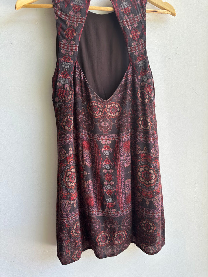 Ecoté Key Hole Back Boho Mini Dress | Size Small