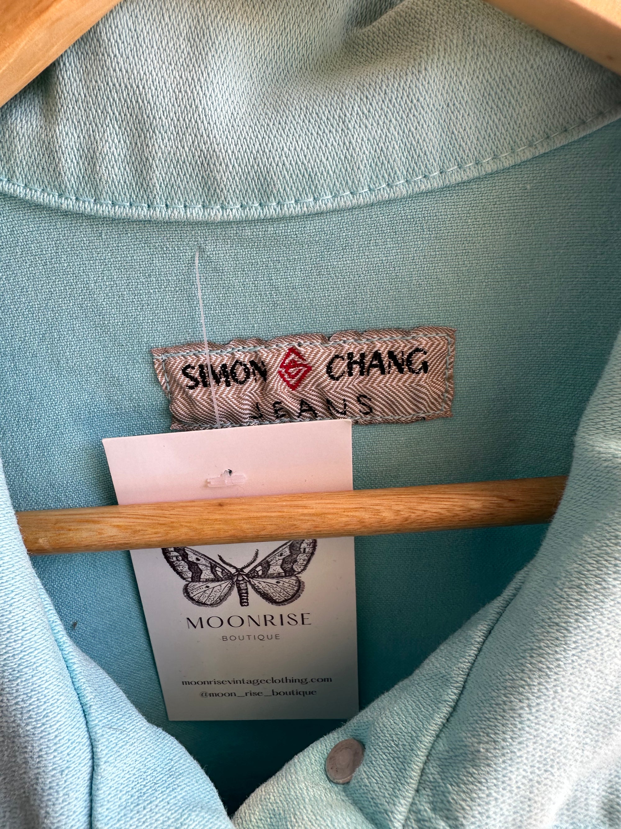 Vintage Simon Chang Jeans Light Blue Denim Vest | Size Large