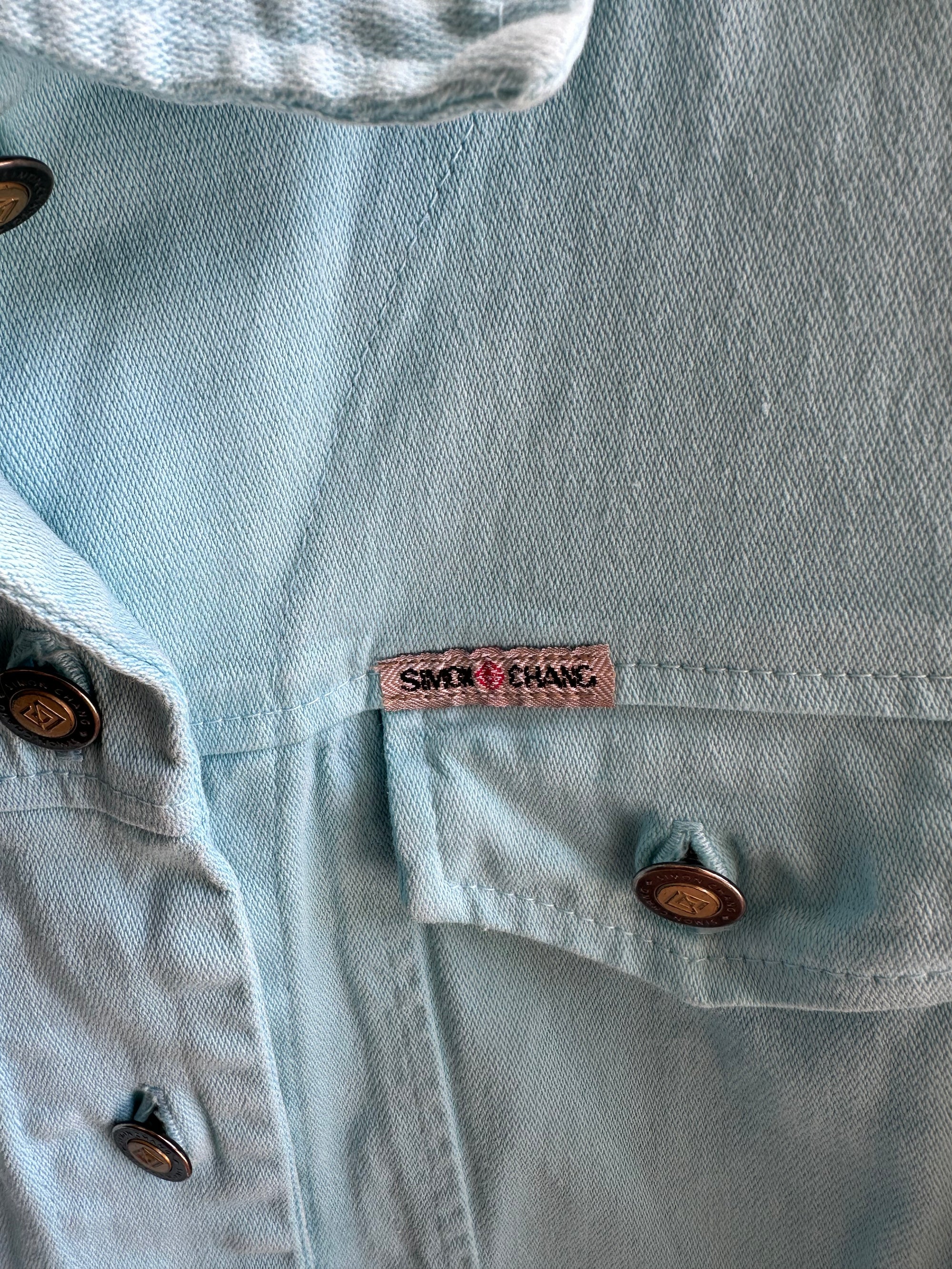Vintage Simon Chang Jeans Light Blue Denim Vest | Size Large