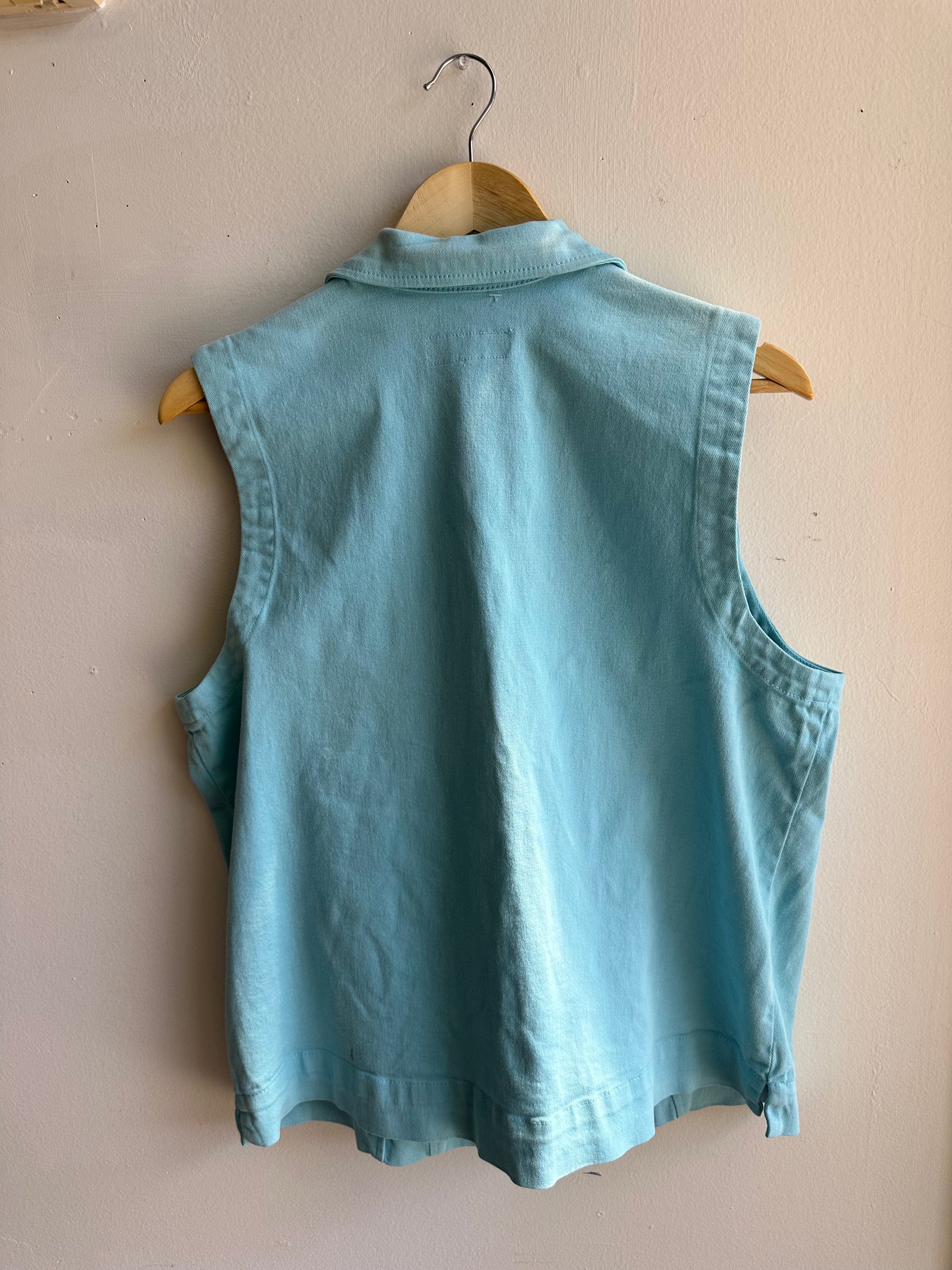Vintage Simon Chang Jeans Light Blue Denim Vest | Size Large