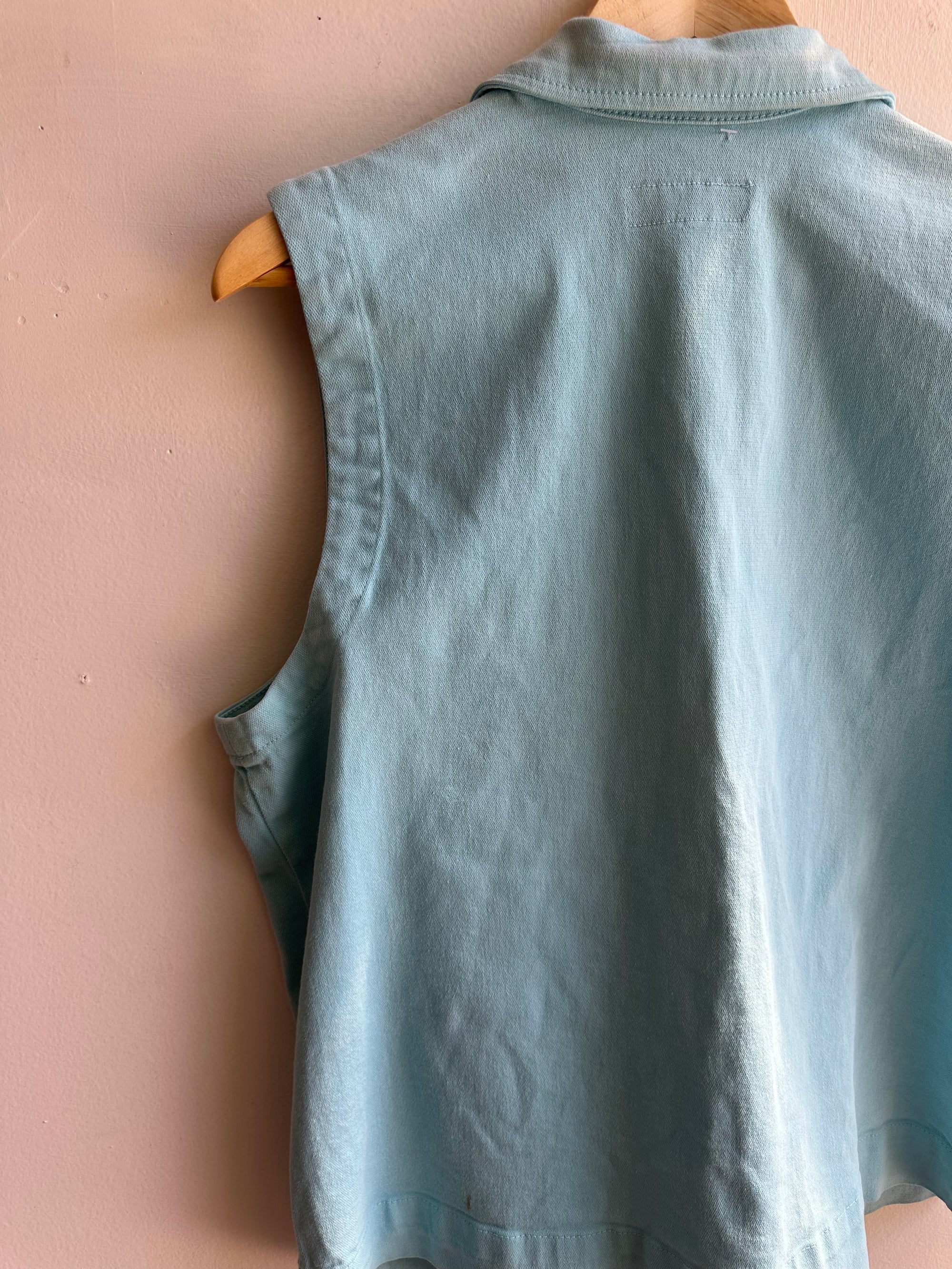 Vintage Simon Chang Jeans Light Blue Denim Vest | Size Large