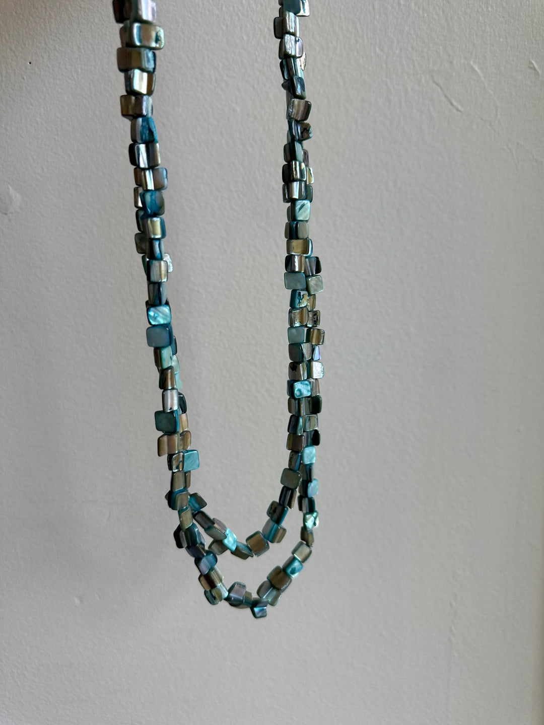 Vintage Mother of Pear Extra Long Beaded Necklace