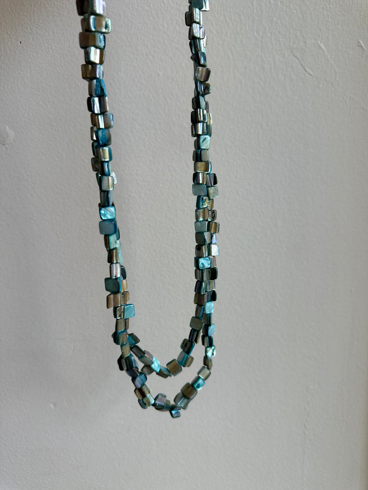 Vintage Mother of Pear Extra Long Beaded Necklace
