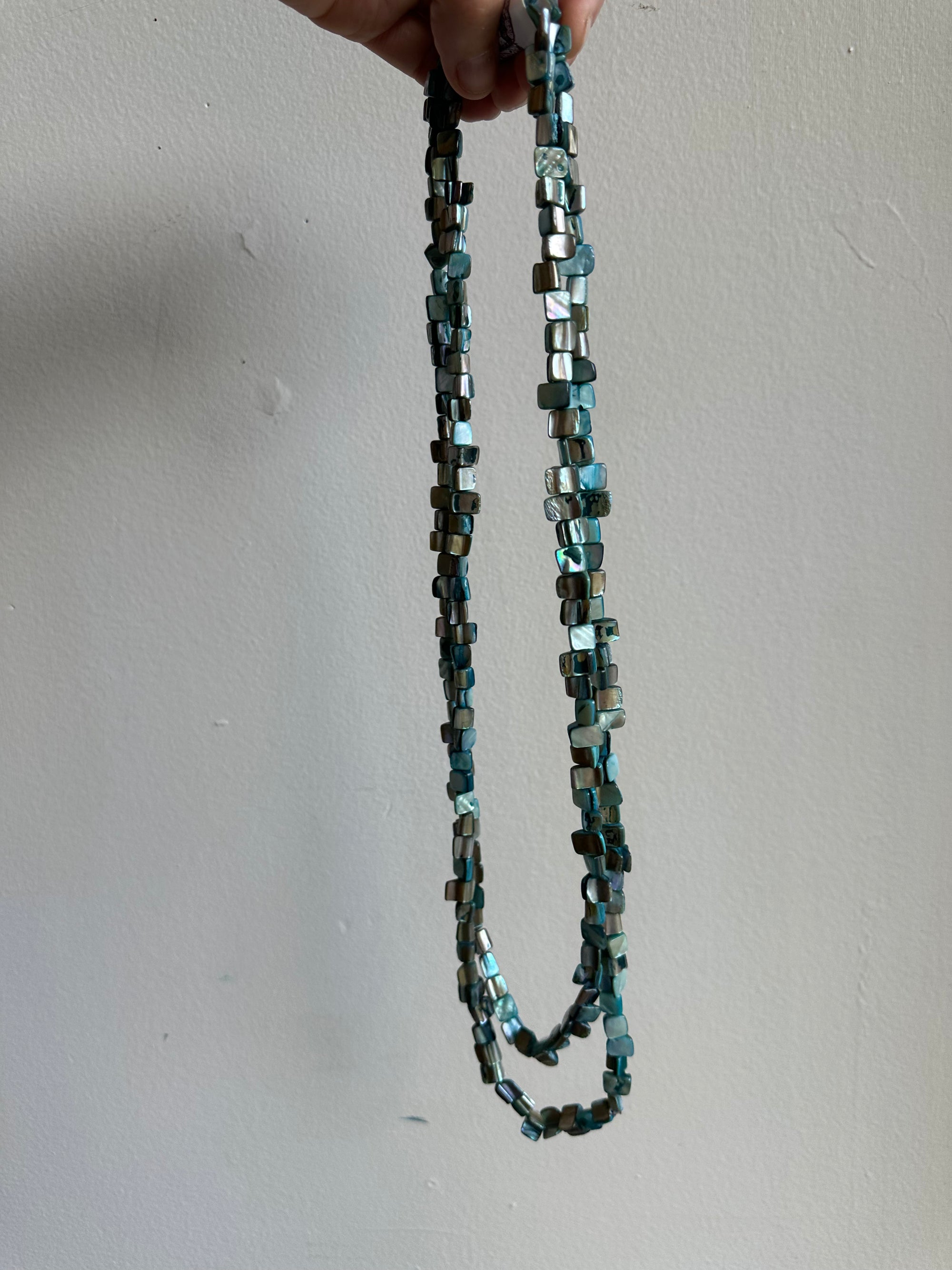 Vintage Mother of Pear Extra Long Beaded Necklace