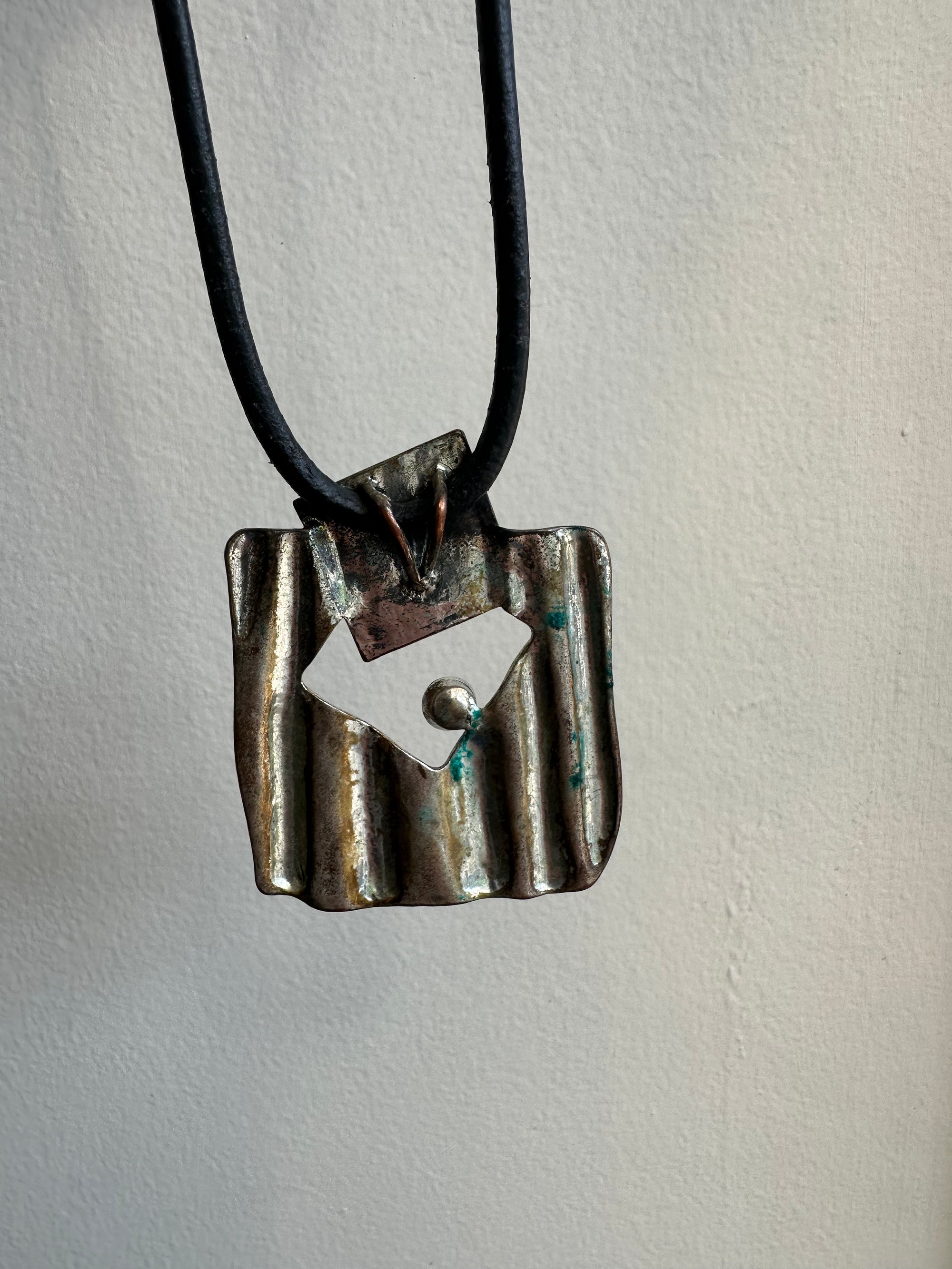 Vintage Art Deco Inspired Square Onyx Corded Necklace