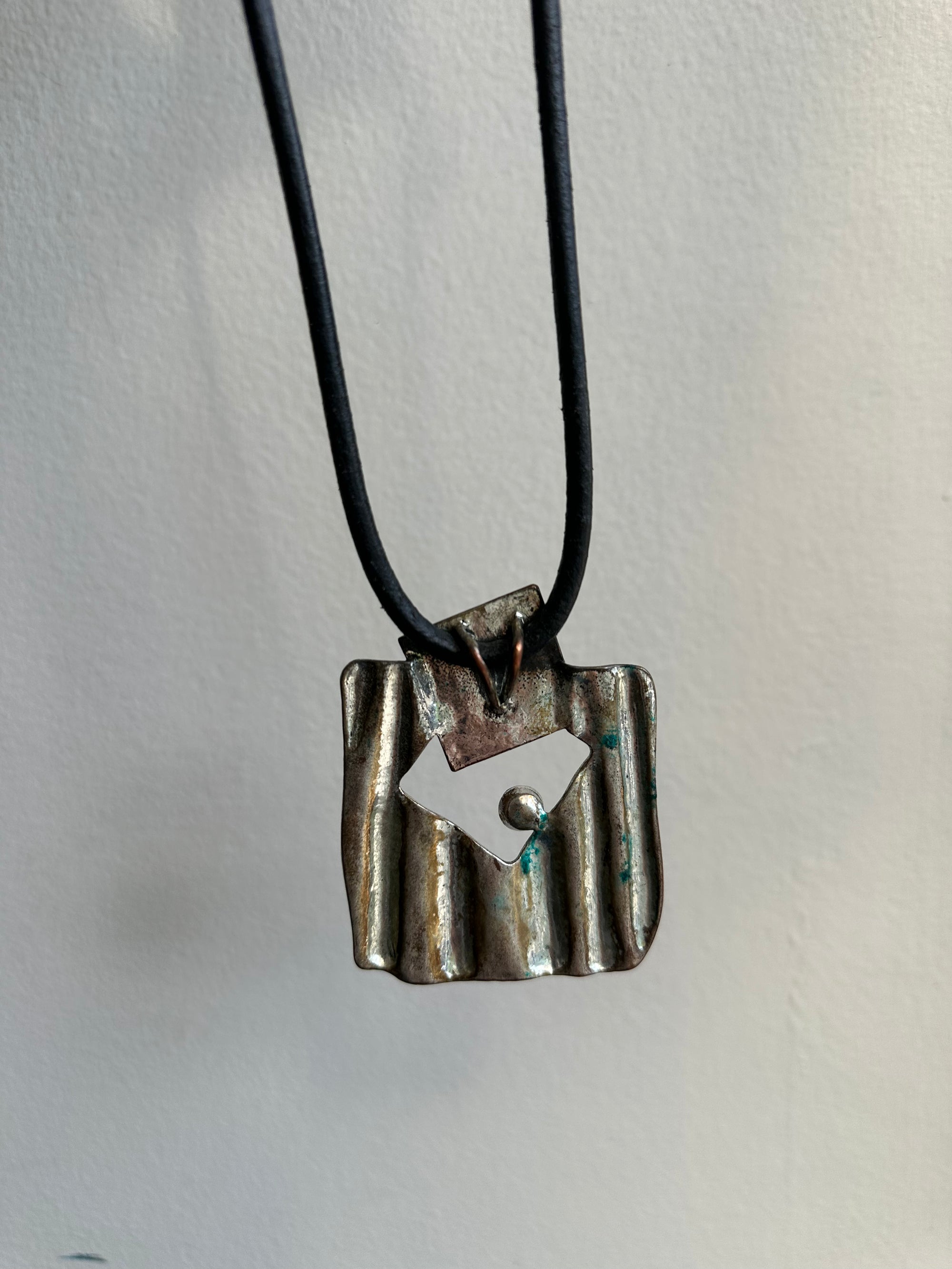 Vintage Art Deco Inspired Square Onyx Corded Necklace