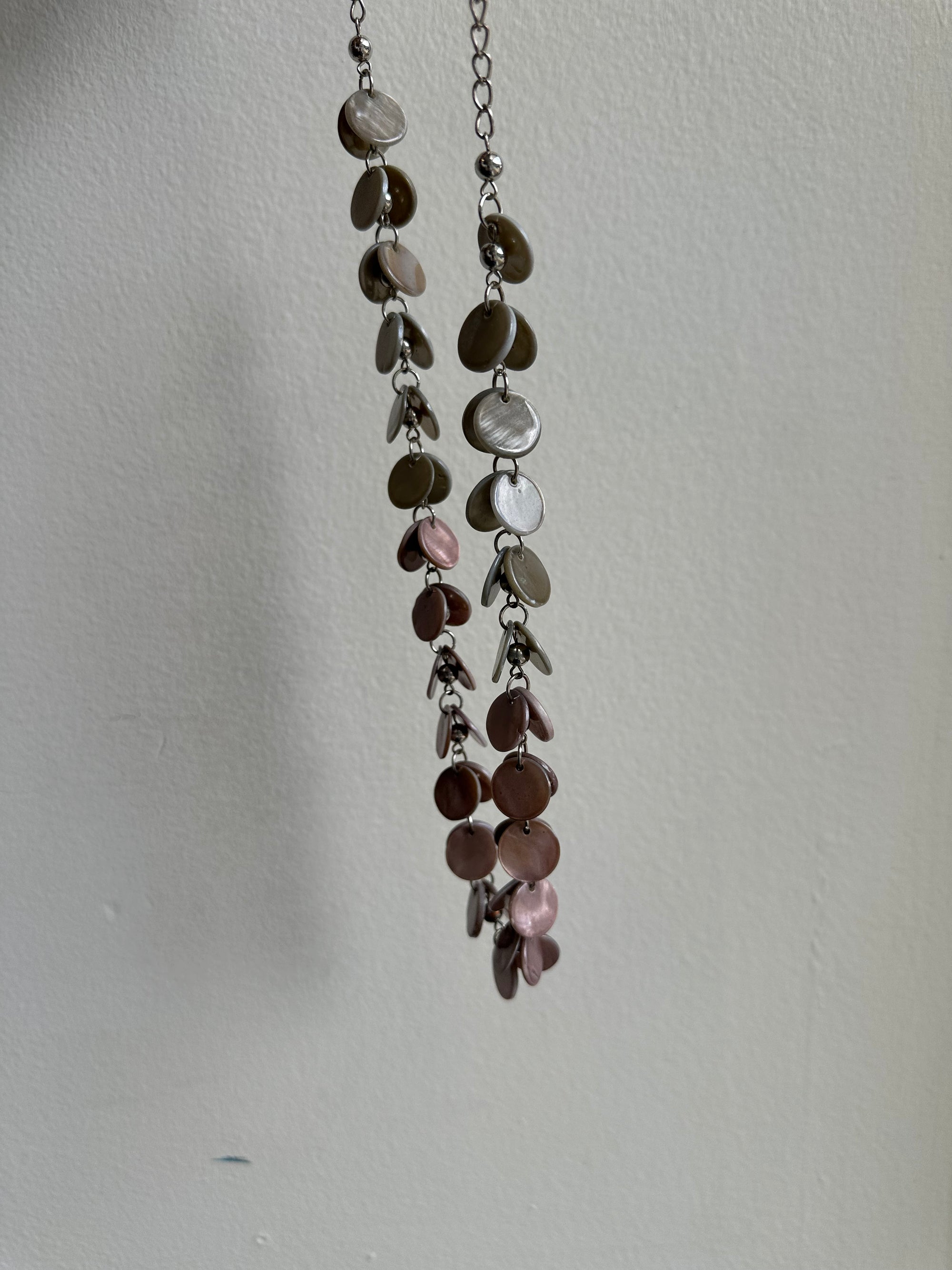 Vintage Pink + Grey Mother of Pearl Shell Necklace